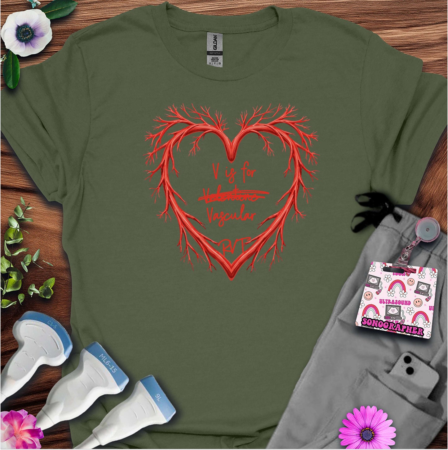 V is for Vascular (Not Valentine) Sonography T-Shirt — Ultrasound Tech Valentine's Day Tee