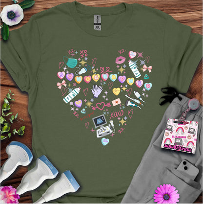 Valentine Heart Sonography T-Shirt — Ultrasound Tech Valentine's Day Tee