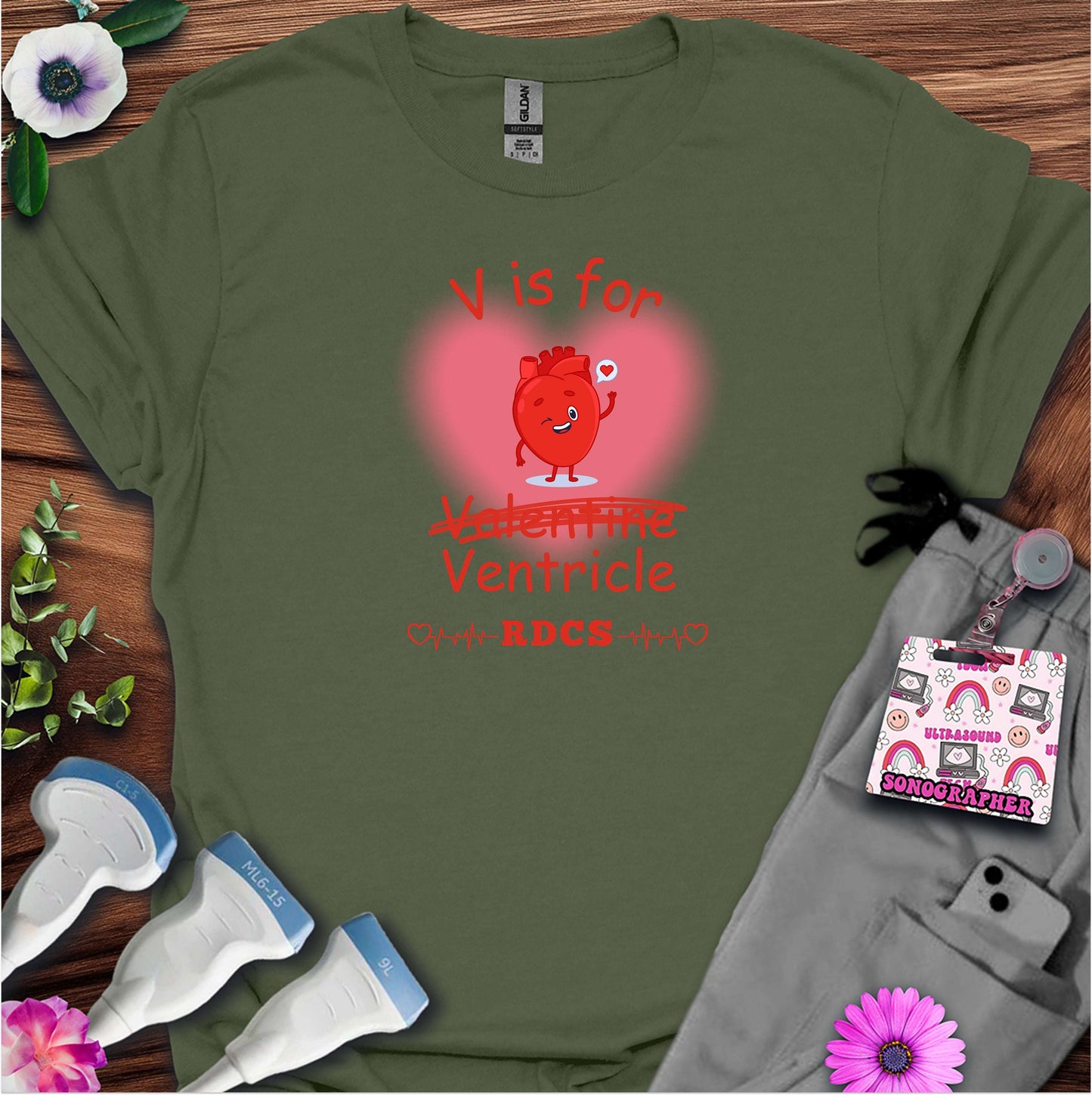 V is for Ventricle (Not Valentine) Sonography T-Shirt — Ultrasound Tech Valentine's Day Tee