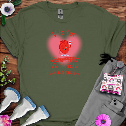 V is for Ventricle (Not Valentine) Sonography T-Shirt — Ultrasound Tech Valentine's Day Tee