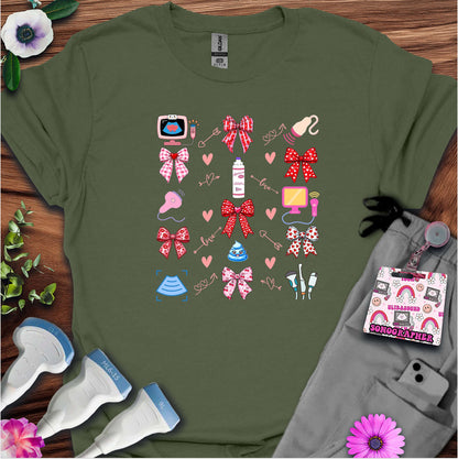 Valentine Pattern Sonography T-Shirt — Ultrasound Tech Valentine's Day Tee