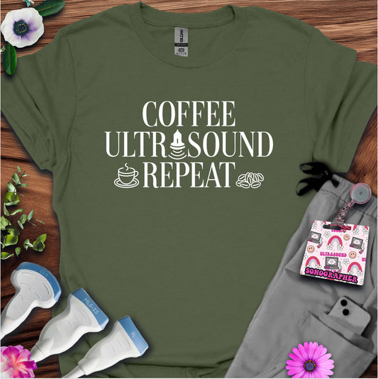 "Coffee Ultrasound Repeat ☕" T-Shirt