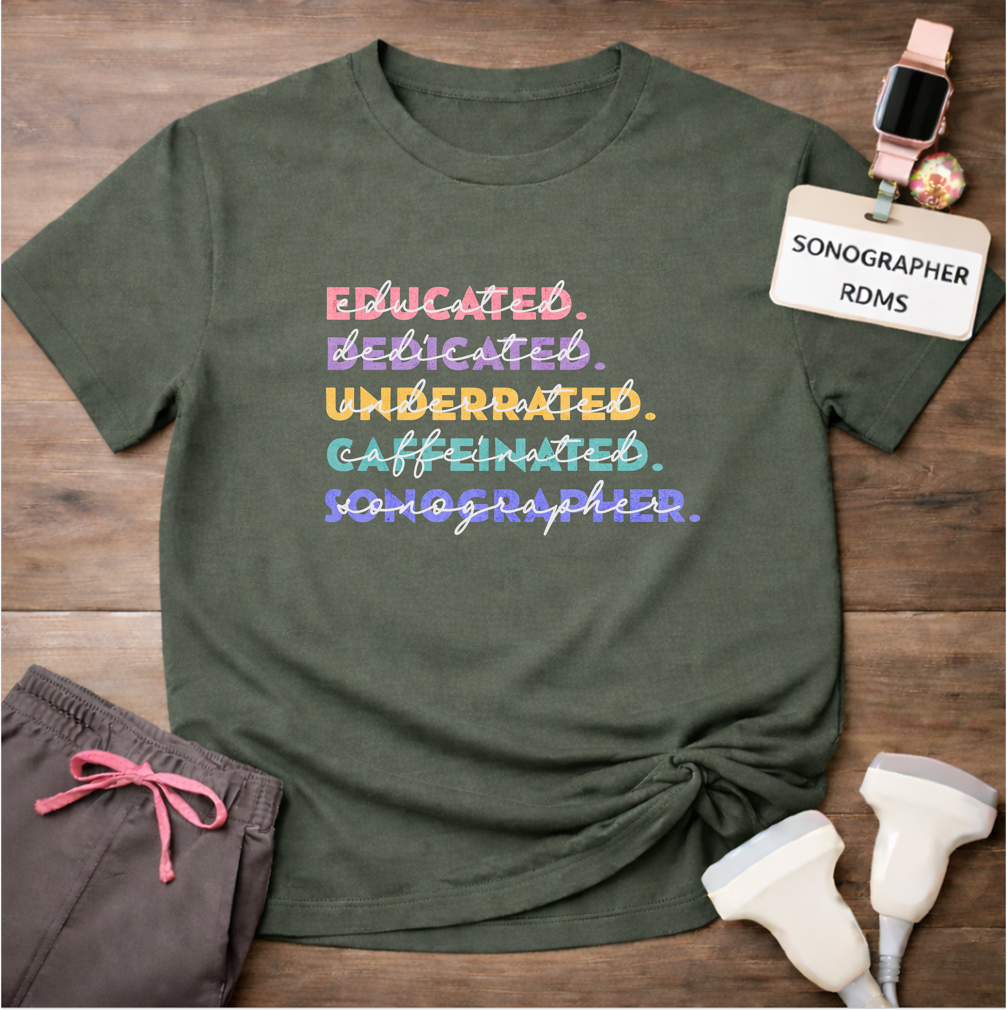 "Educated, Dedicated, Sonographer" T-Shirt
