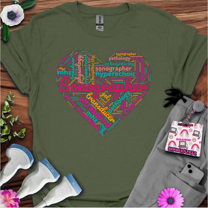 "Vibrant Sonographer Heart"  T-Shirt