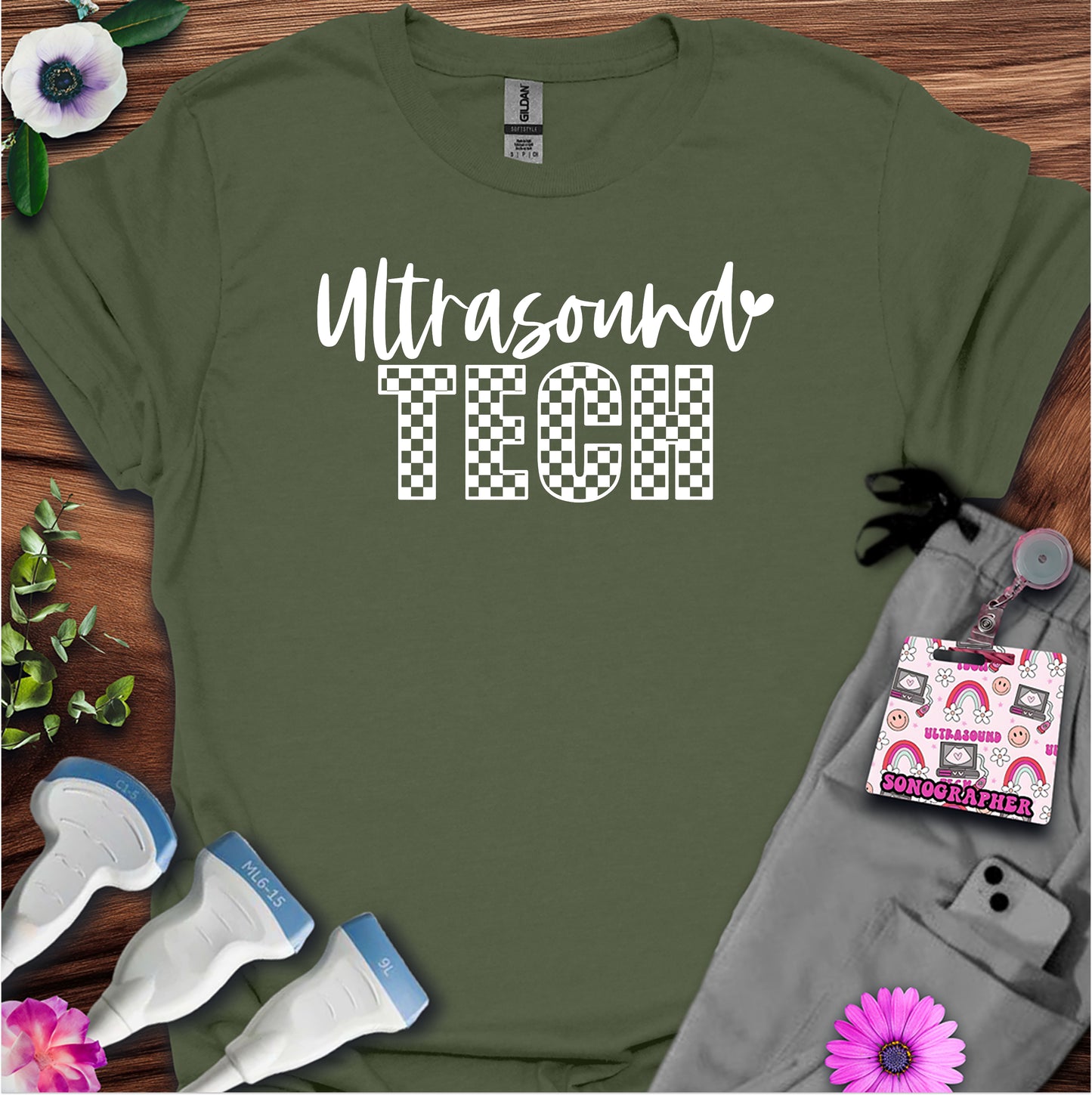 "Checkered Ultrasound Tech" T-shirt