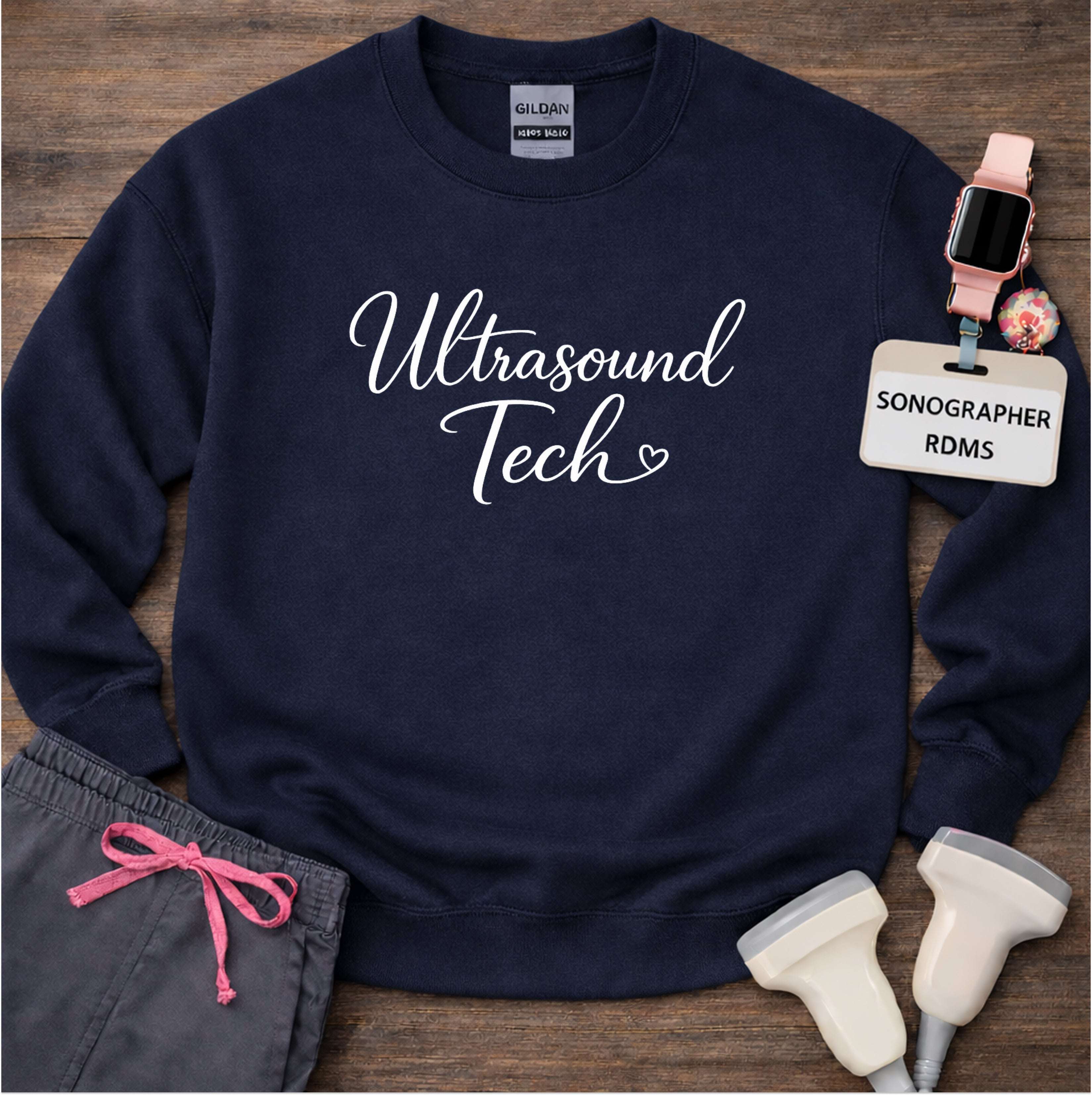 US Tech Elegant Script Heart Sweatshirt