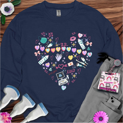 Valentine Heart Sonography Sweatshirt — Ultrasound Tech Valentine's Day Sweatshirt