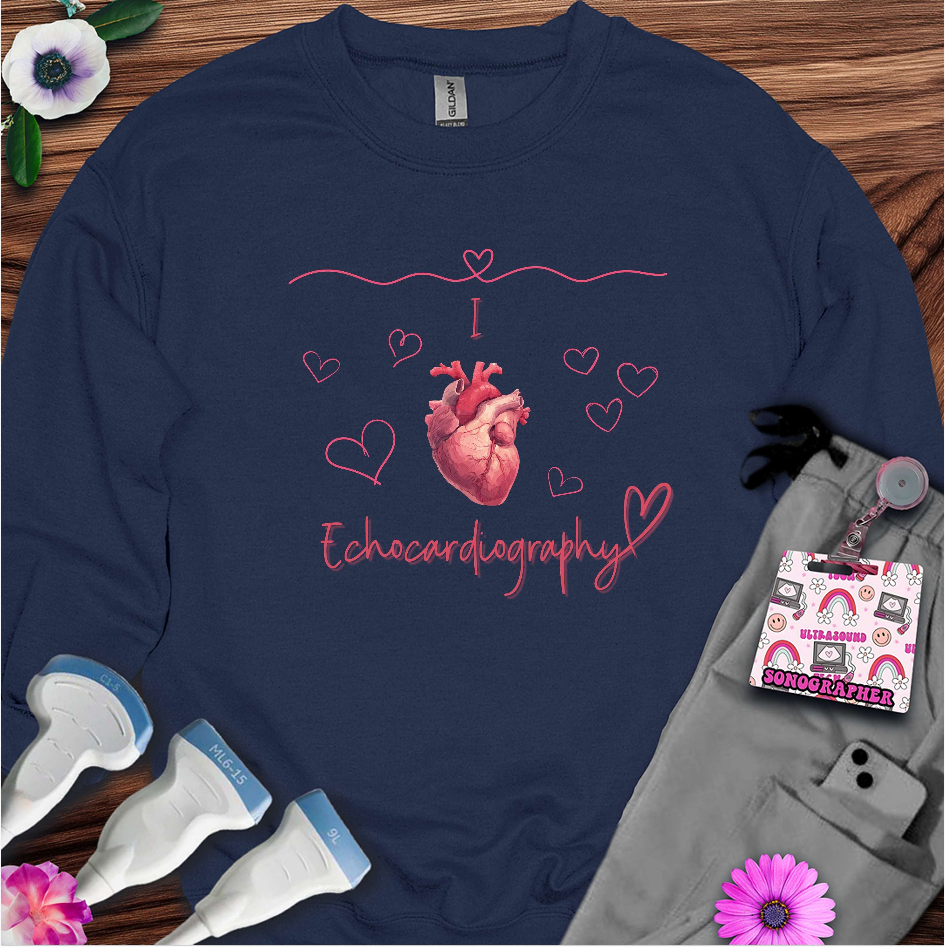 I Heart Echocardiography Sweatshirt — Ultrasound Tech Valentine's Day Sweatshirt