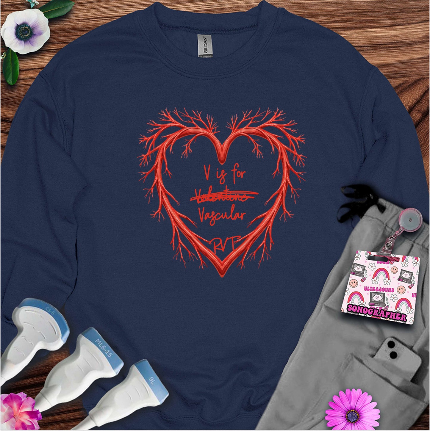 V is for Vascular (Not Valentine) Sonography Sweatshirt — Ultrasound Tech Valentine's Day Sweatshirt