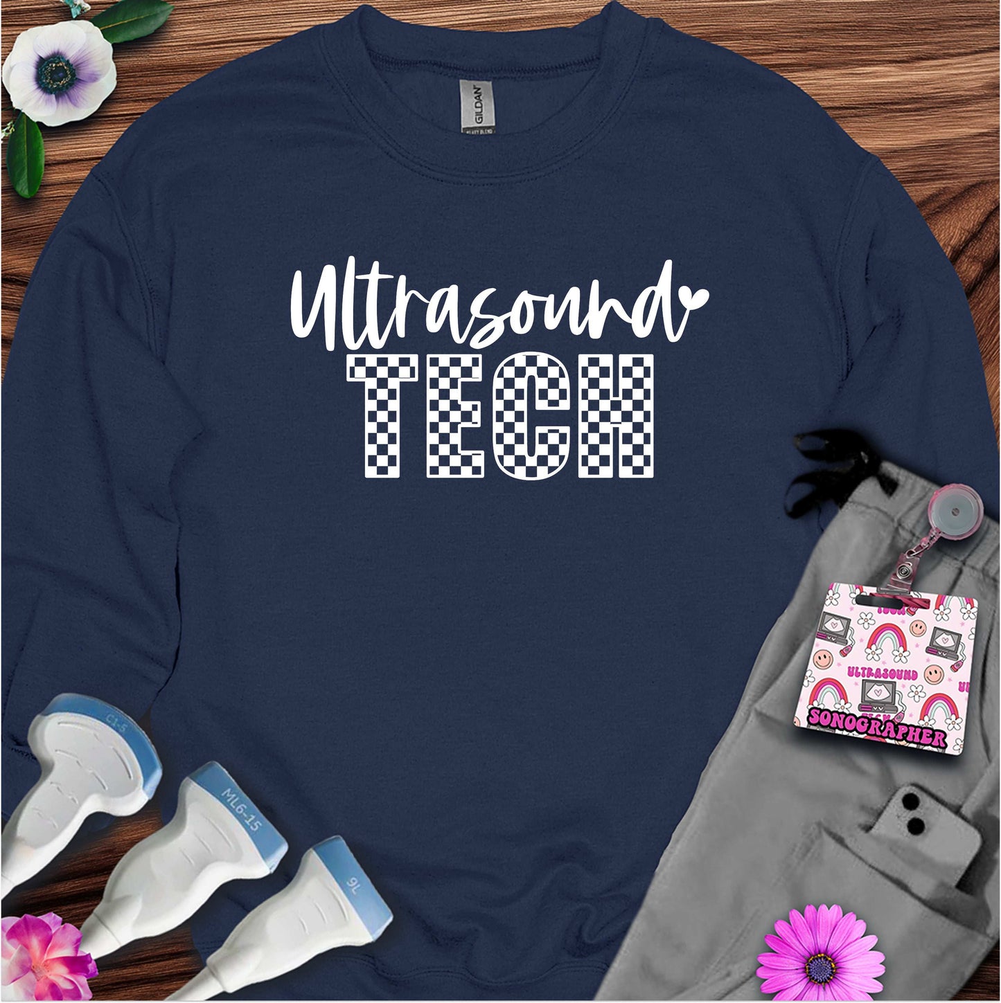 "Checkered Ultrasound Tech" Sweatshirt