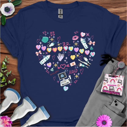 Valentine Heart Sonography T-Shirt — Ultrasound Tech Valentine's Day Tee