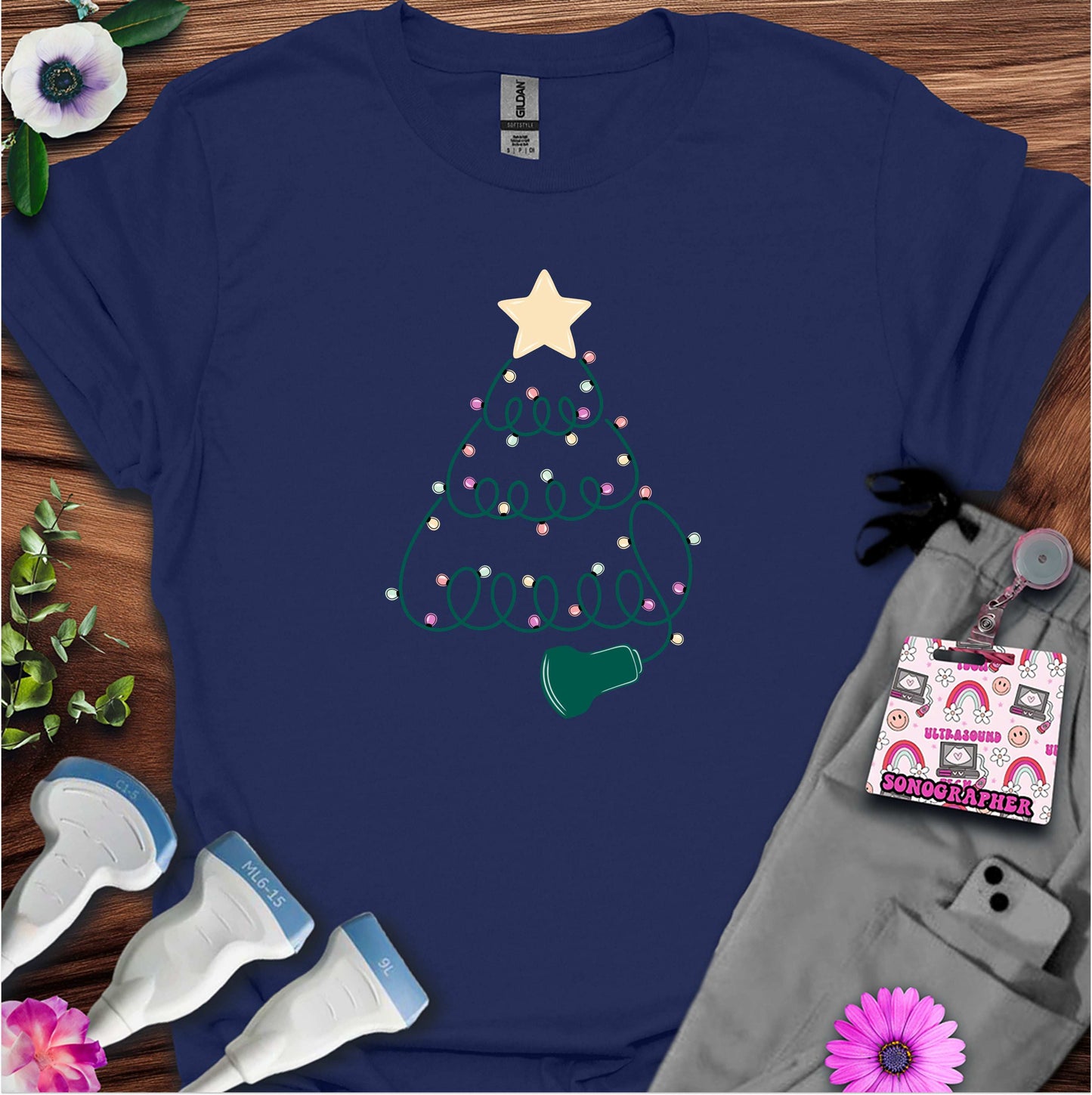 "Sonographer Christmas Tree" T-shirt