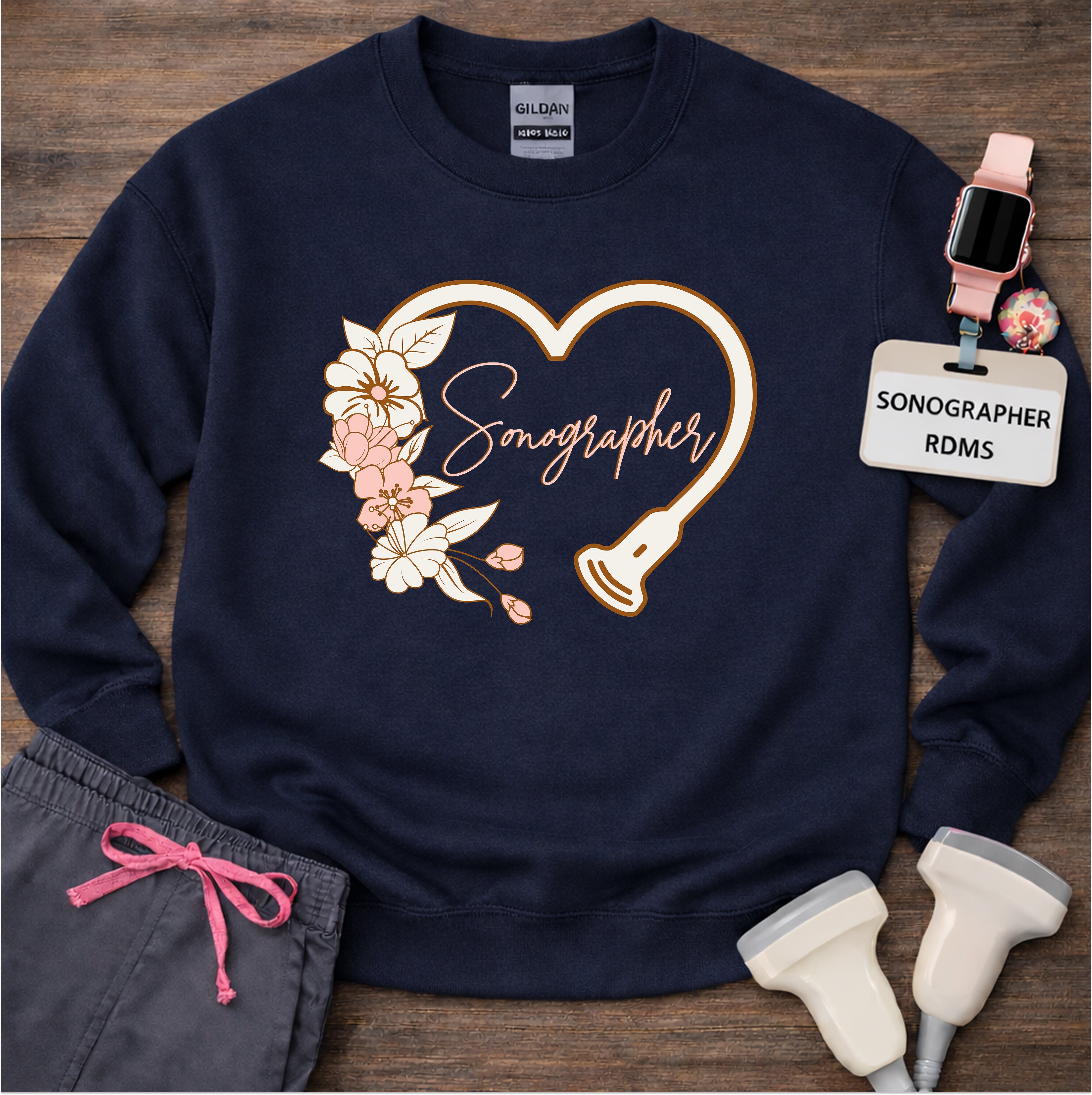 "Floral Sonographer Heart" Sweatshirt