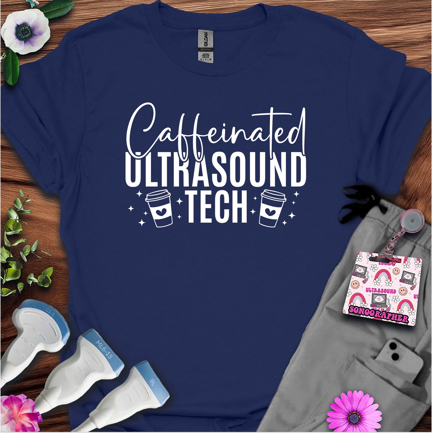 "Caffeinated Ultrasound Tech ☕" T-Shirt