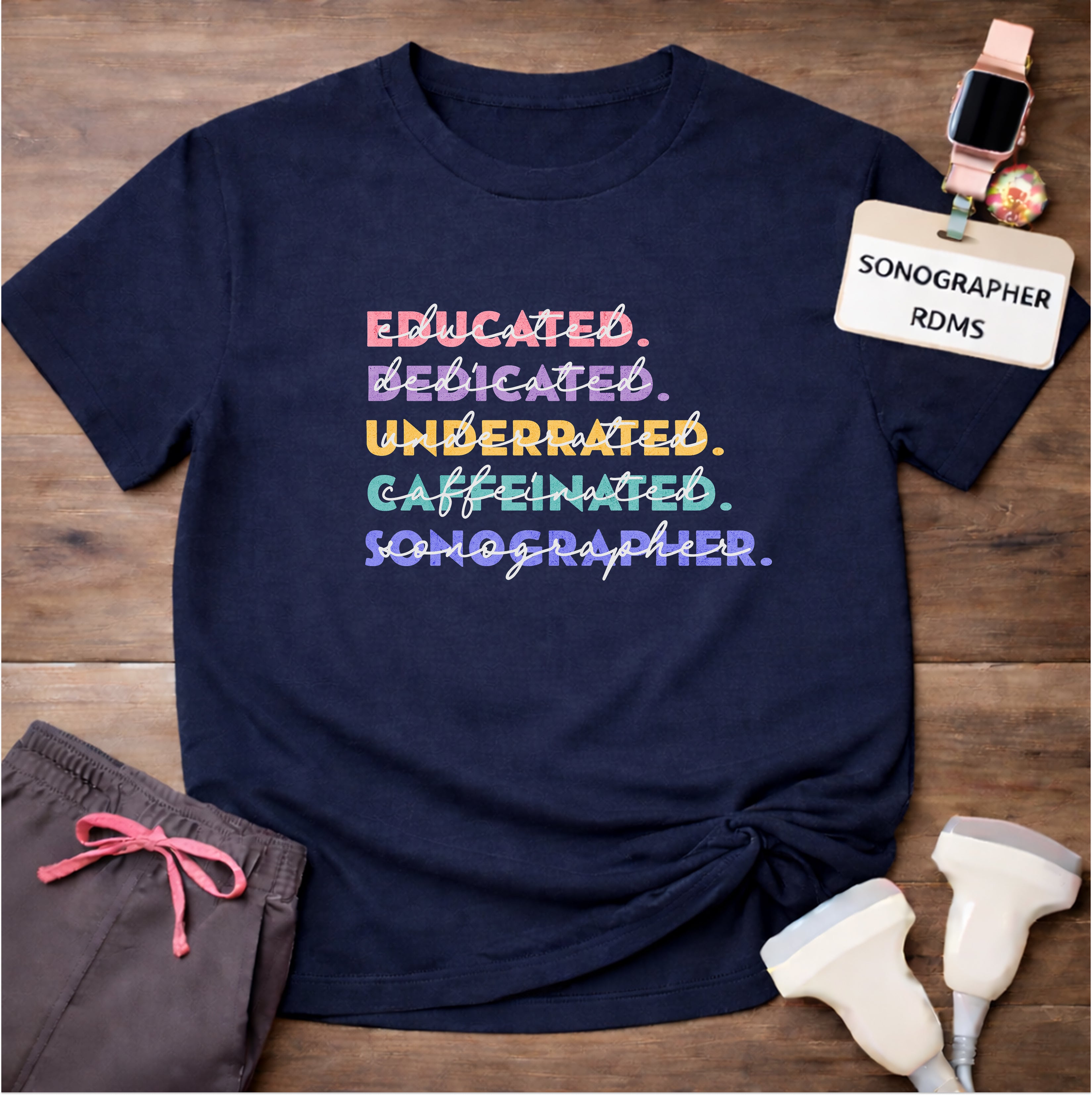 "Educated, Dedicated, Sonographer" T-Shirt