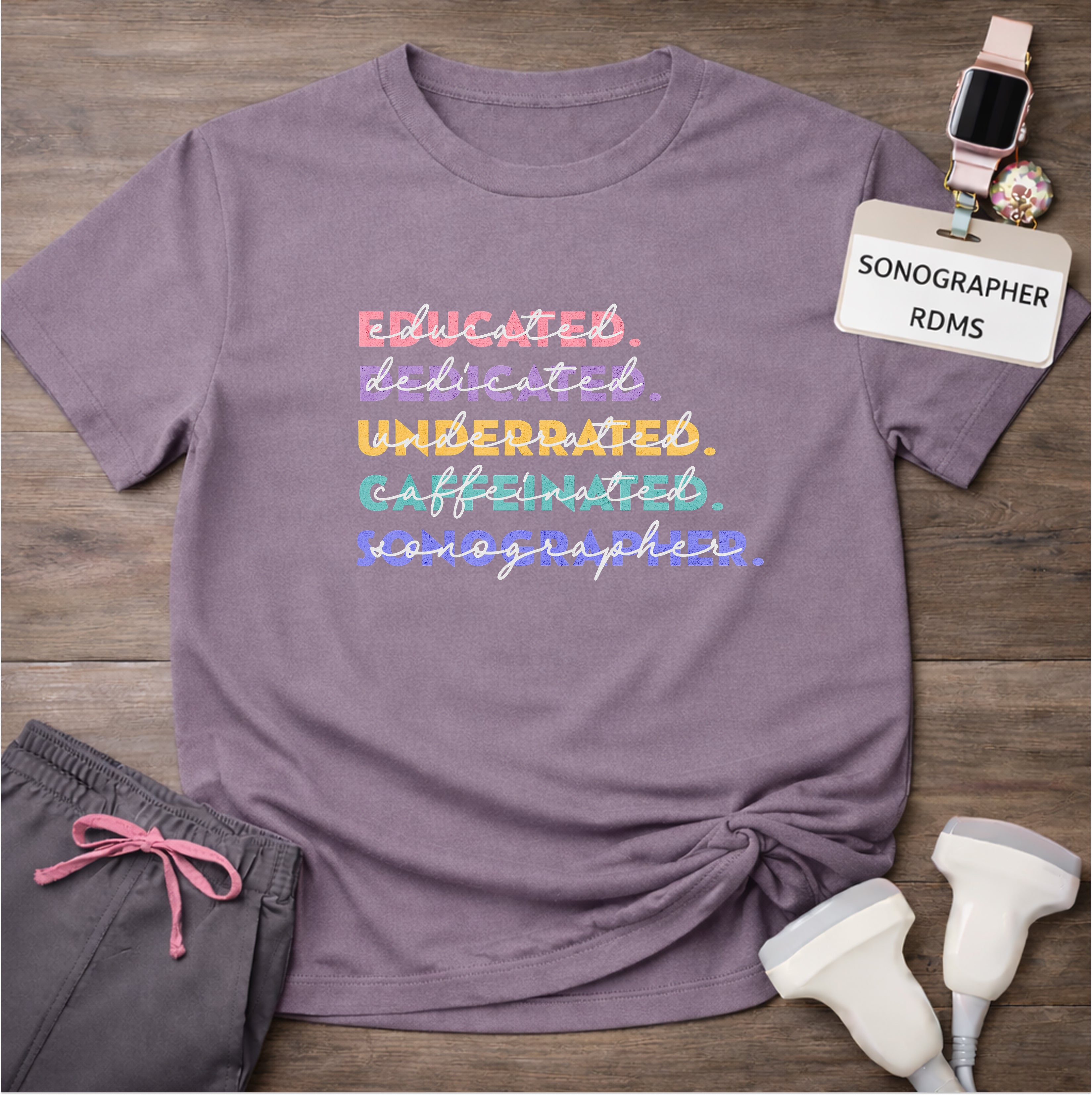 "Educated, Dedicated, Sonographer" T-Shirt