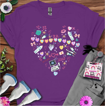 Valentine Heart Sonography T-Shirt — Ultrasound Tech Valentine's Day Tee