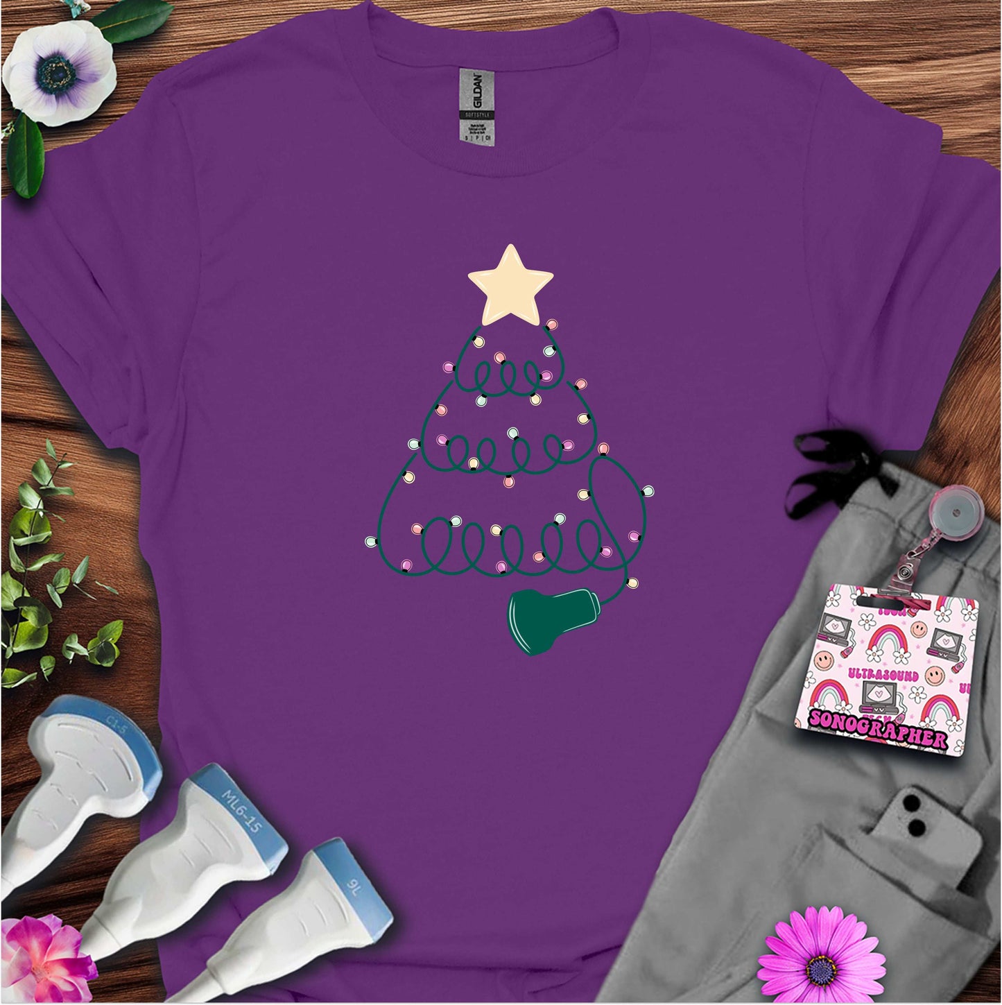 "Sonographer Christmas Tree" T-shirt