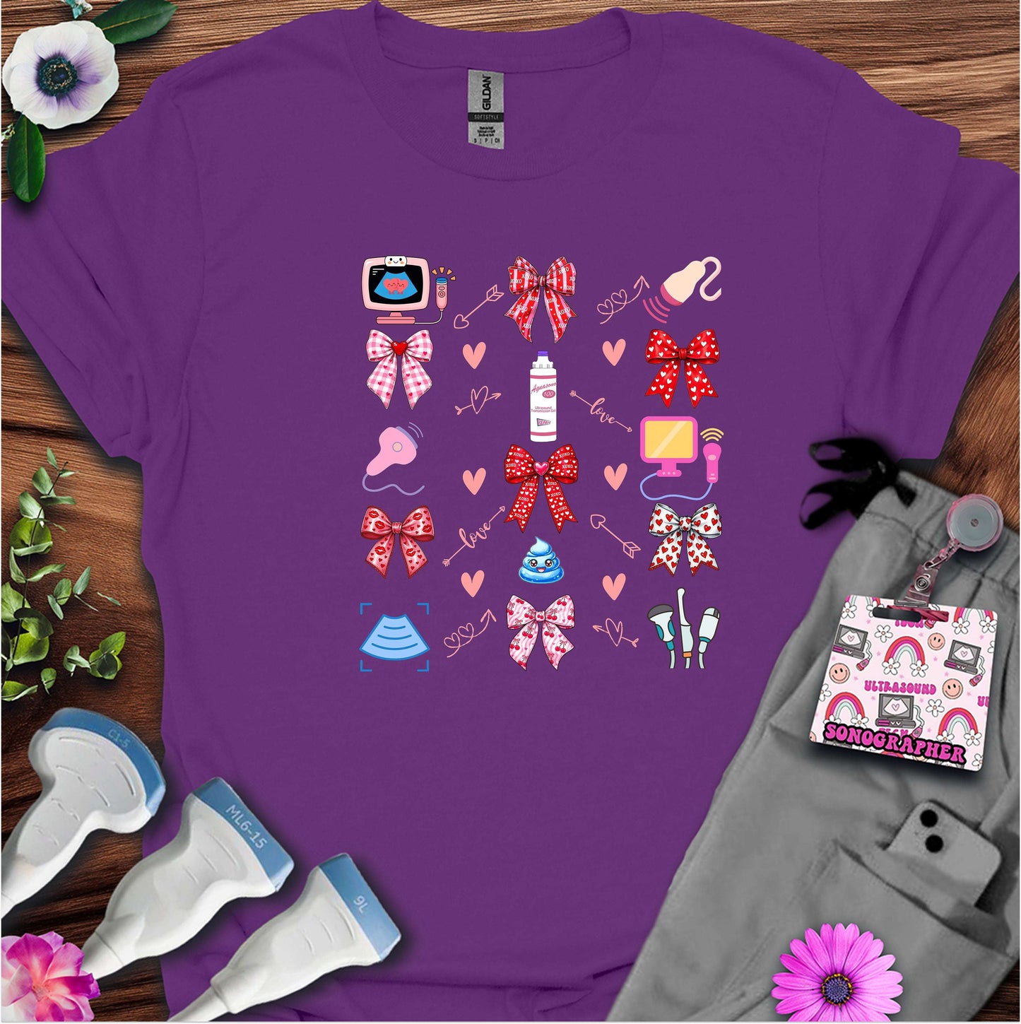 Valentine Pattern Sonography T-Shirt — Ultrasound Tech Valentine's Day Tee