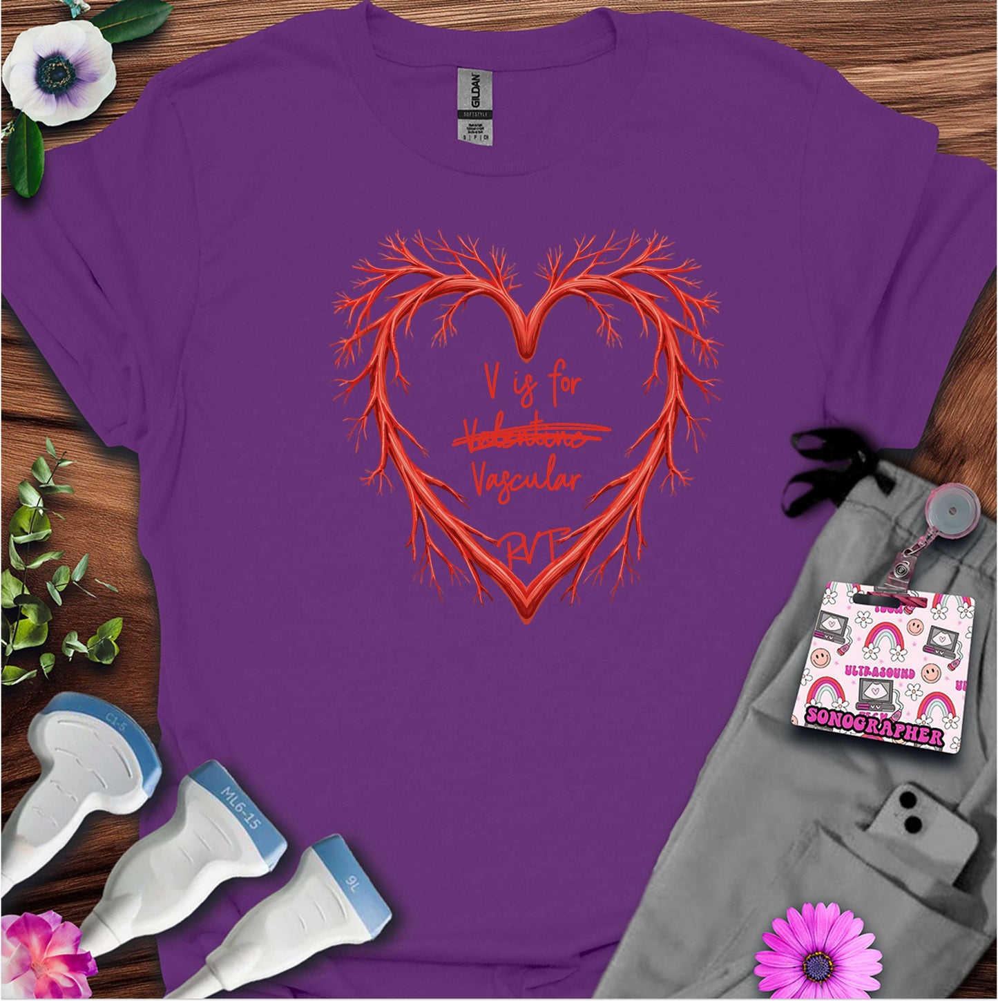 V is for Vascular (Not Valentine) Sonography T-Shirt — Ultrasound Tech Valentine's Day Tee