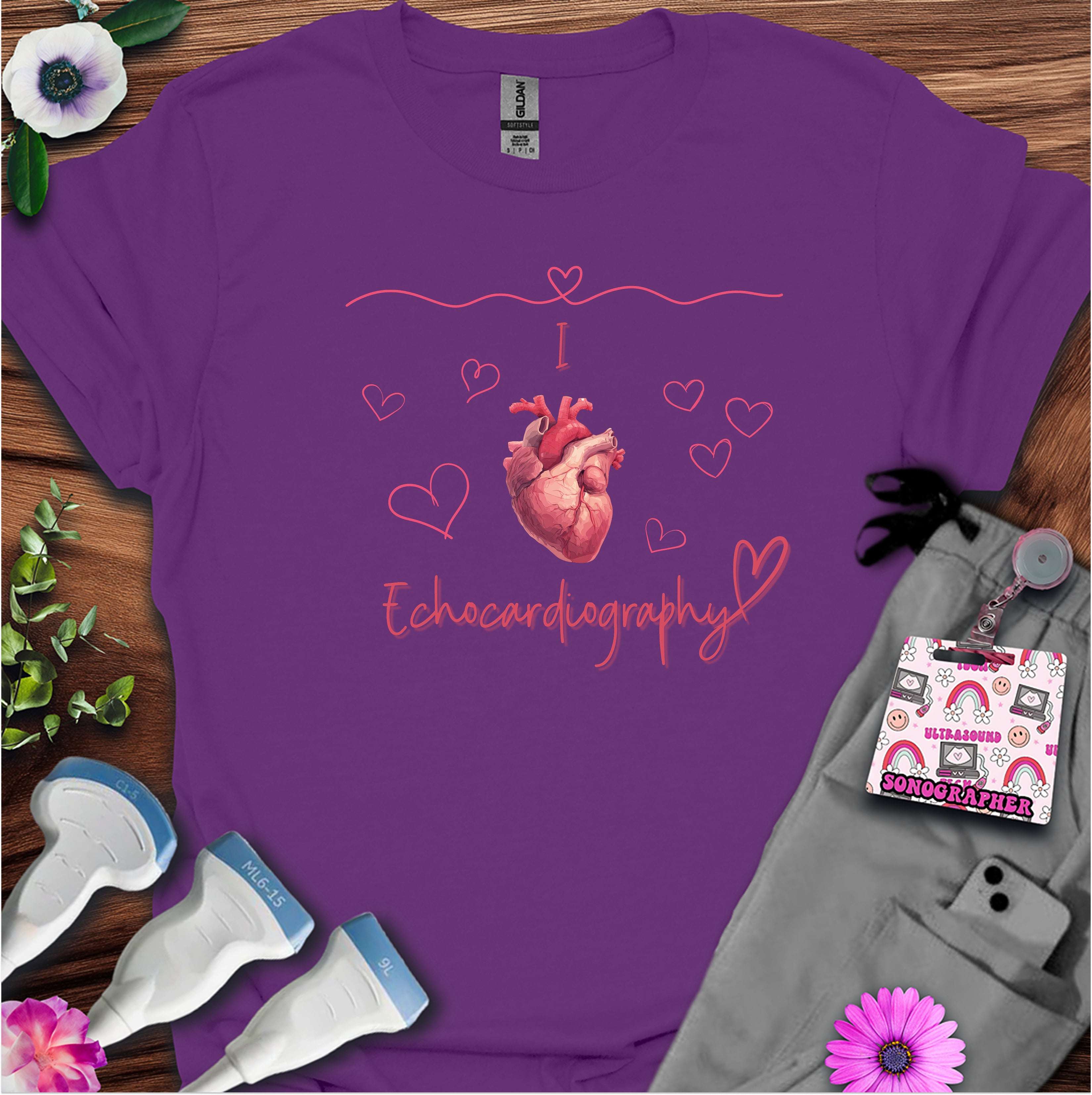 I Heart Echocardiography T-Shirt — Ultrasound Tech Valentine's Day Tee