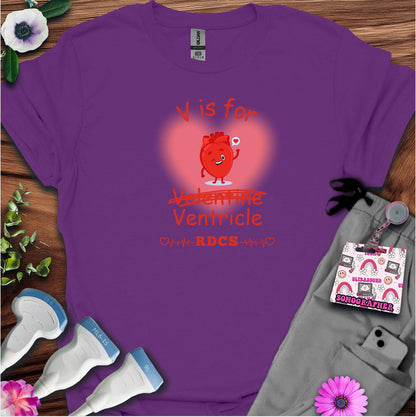V is for Ventricle (Not Valentine) Sonography T-Shirt — Ultrasound Tech Valentine's Day Tee