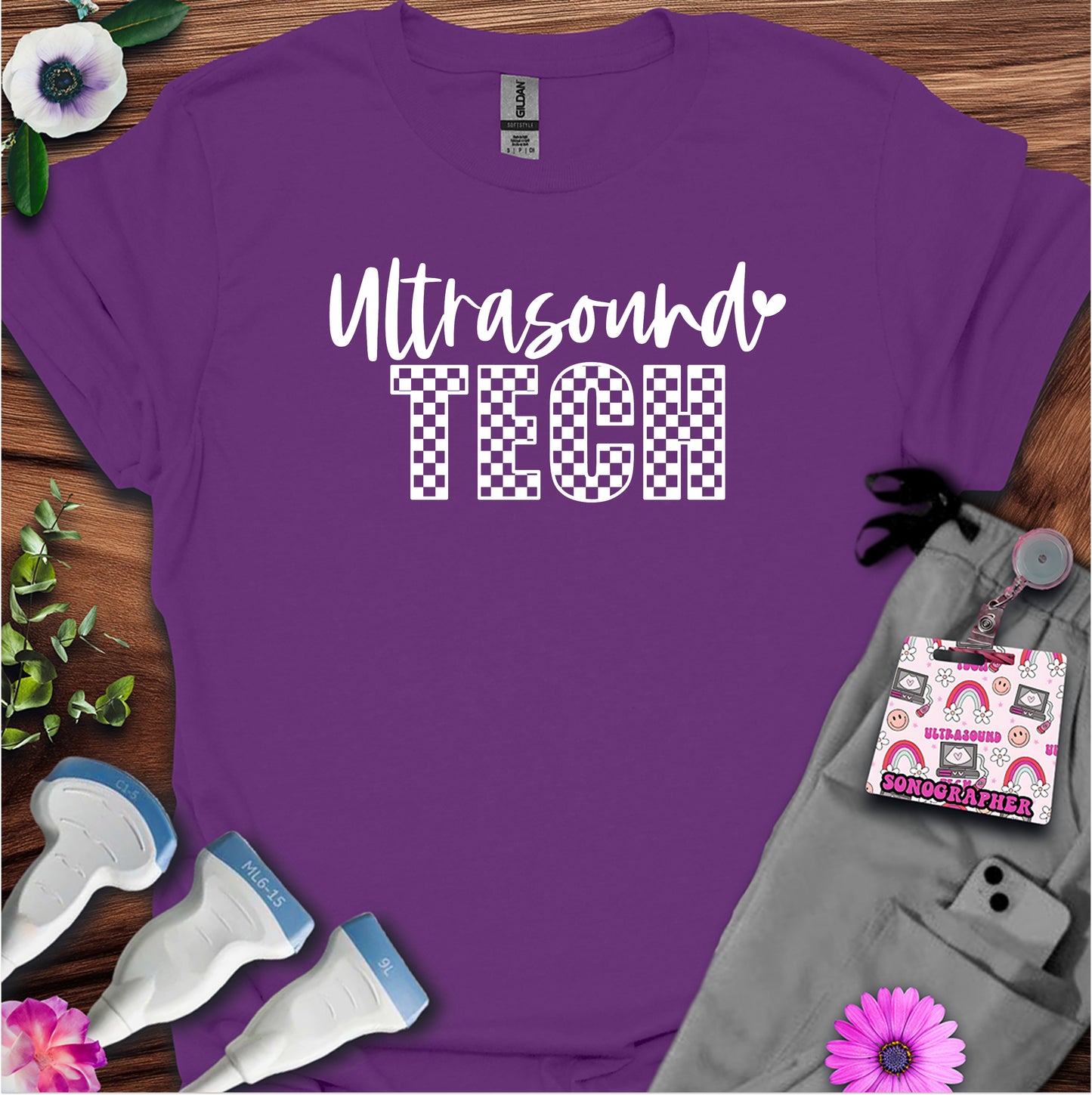 "Checkered Ultrasound Tech" T-shirt