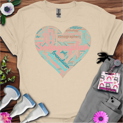 "Pastel Sonographer Heart"  T-Shirt
