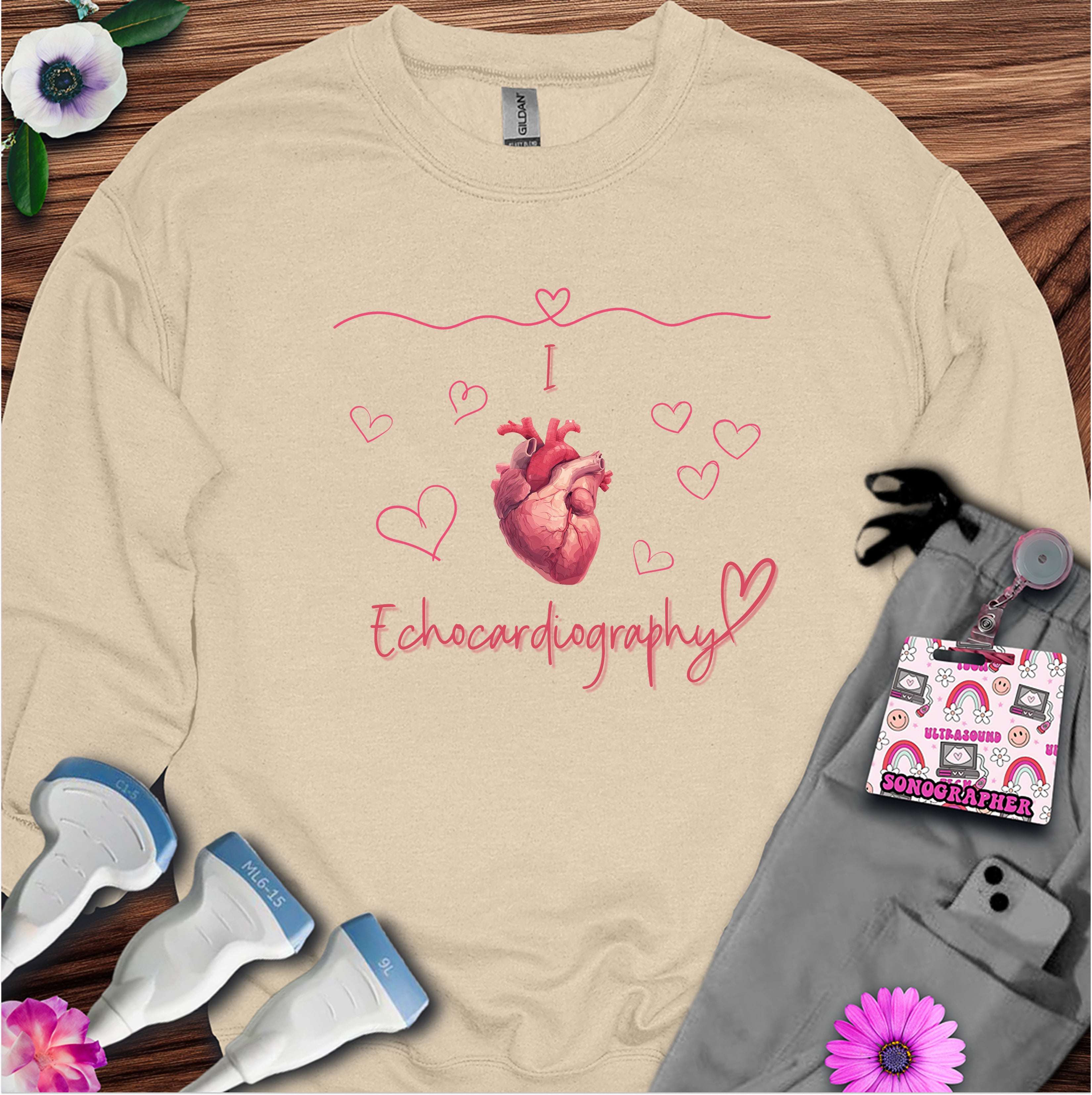 I Heart Echocardiography Sweatshirt — Ultrasound Tech Valentine's Day Sweatshirt