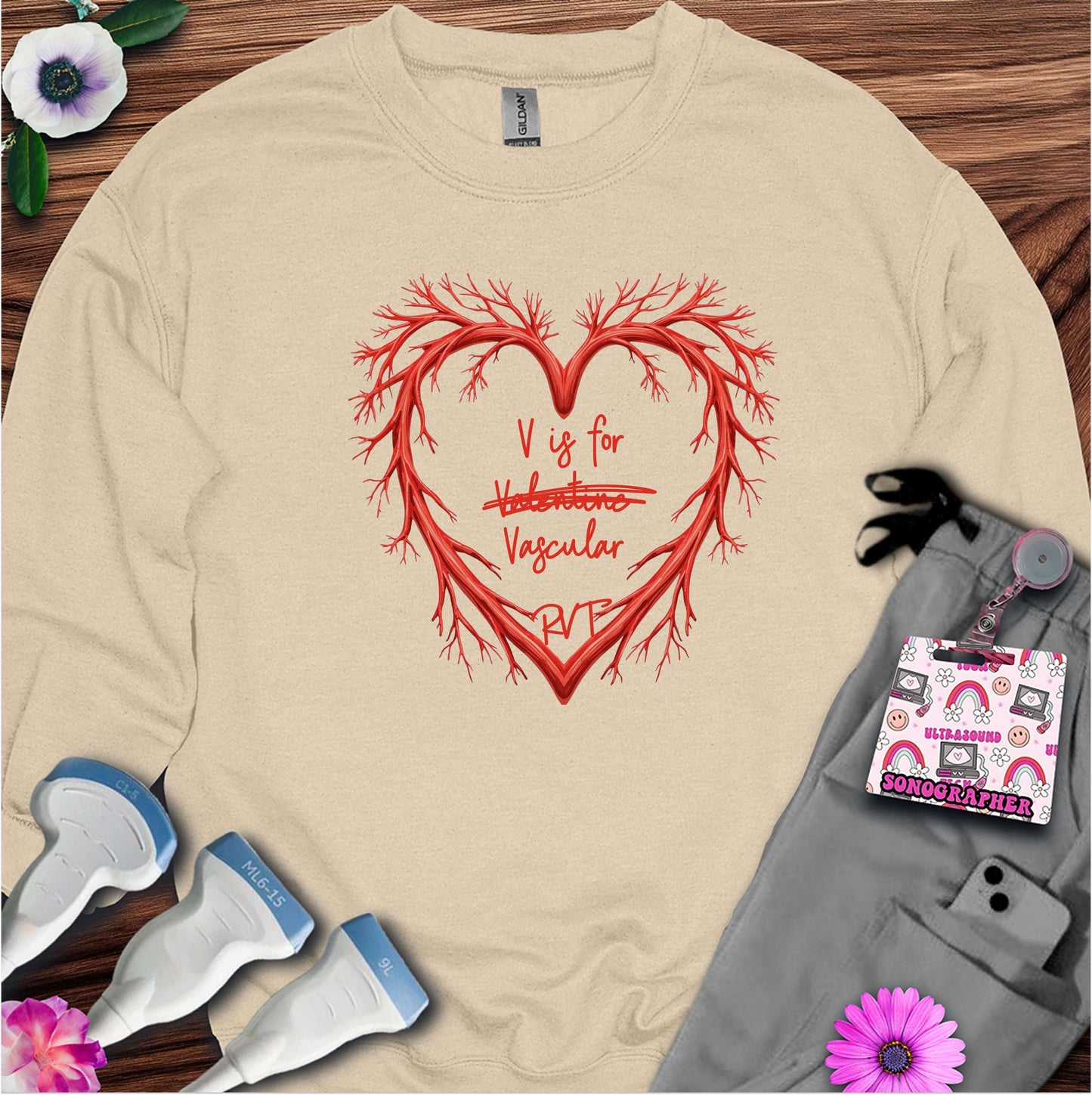 V is for Vascular (Not Valentine) Sonography Sweatshirt — Ultrasound Tech Valentine's Day Sweatshirt