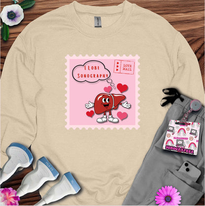 I Lobe Sonography Sweatshirt — Ultrasound Tech Valentine's Day Sweatshirt