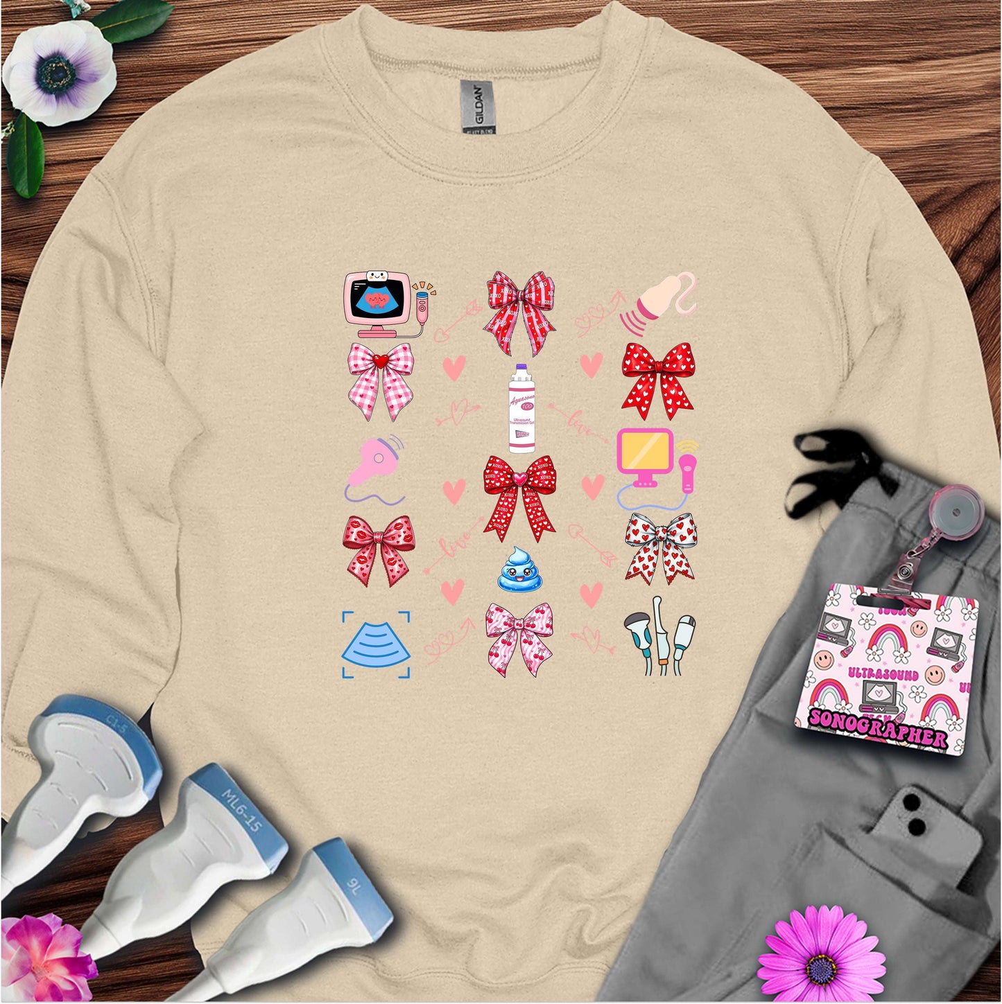 Valentine Pattern Sonography Sweatshirt — Ultrasound Tech Valentine's Day Sweatshirt