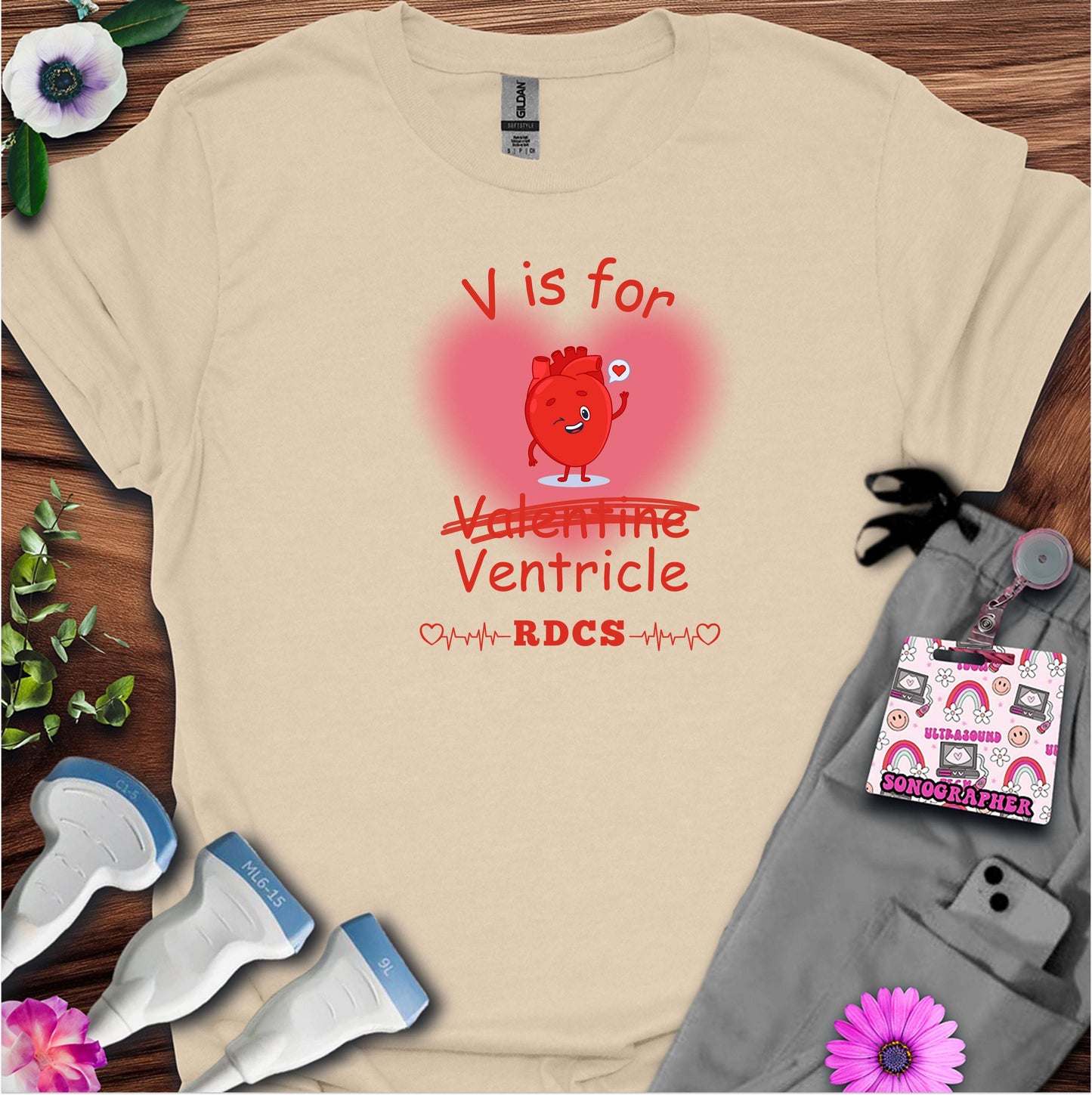 V is for Ventricle (Not Valentine) Sonography T-Shirt — Ultrasound Tech Valentine's Day Tee