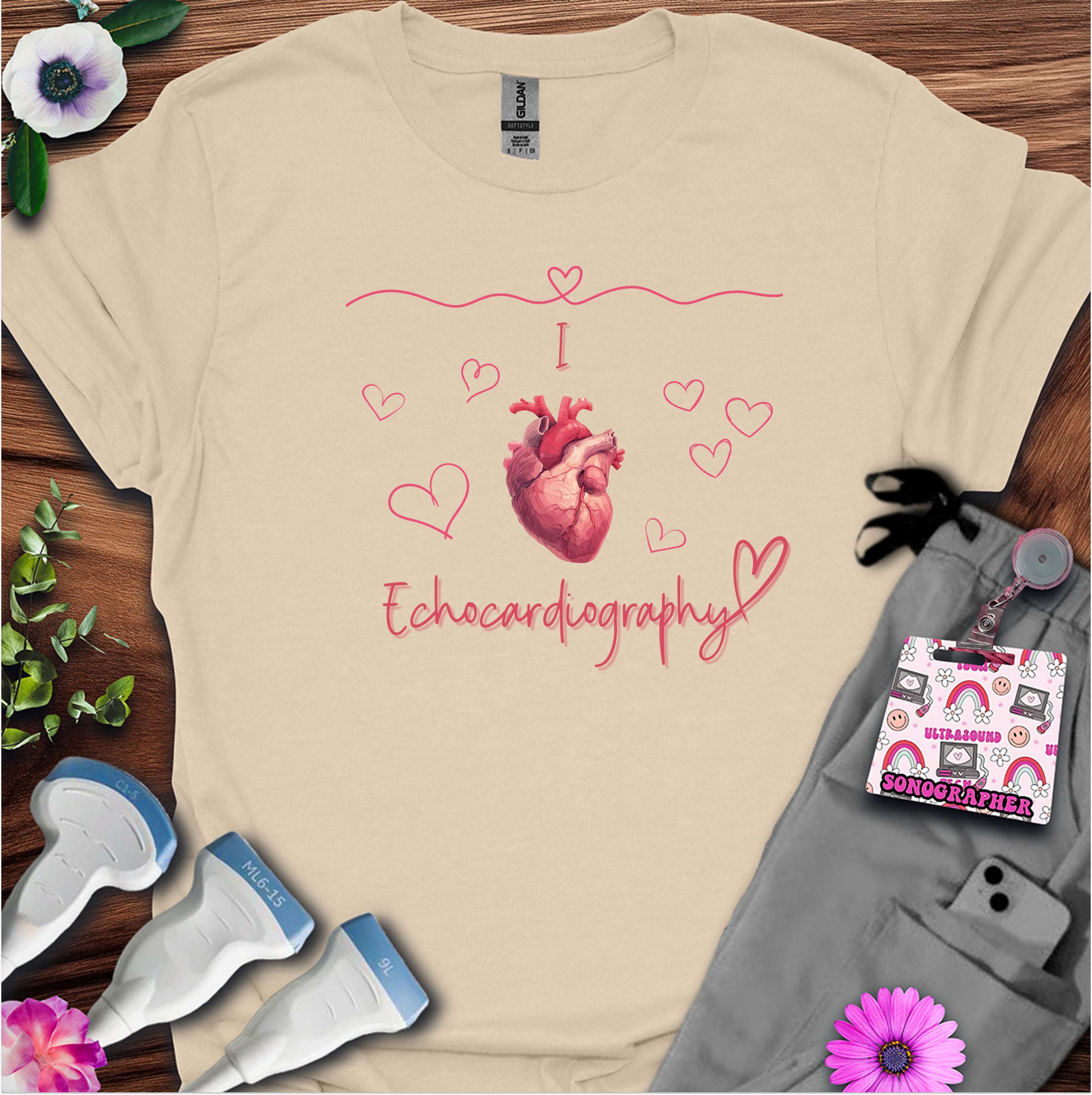 I Heart Echocardiography T-Shirt — Ultrasound Tech Valentine's Day Tee