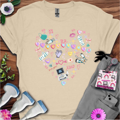Valentine Heart Sonography T-Shirt — Ultrasound Tech Valentine's Day Tee