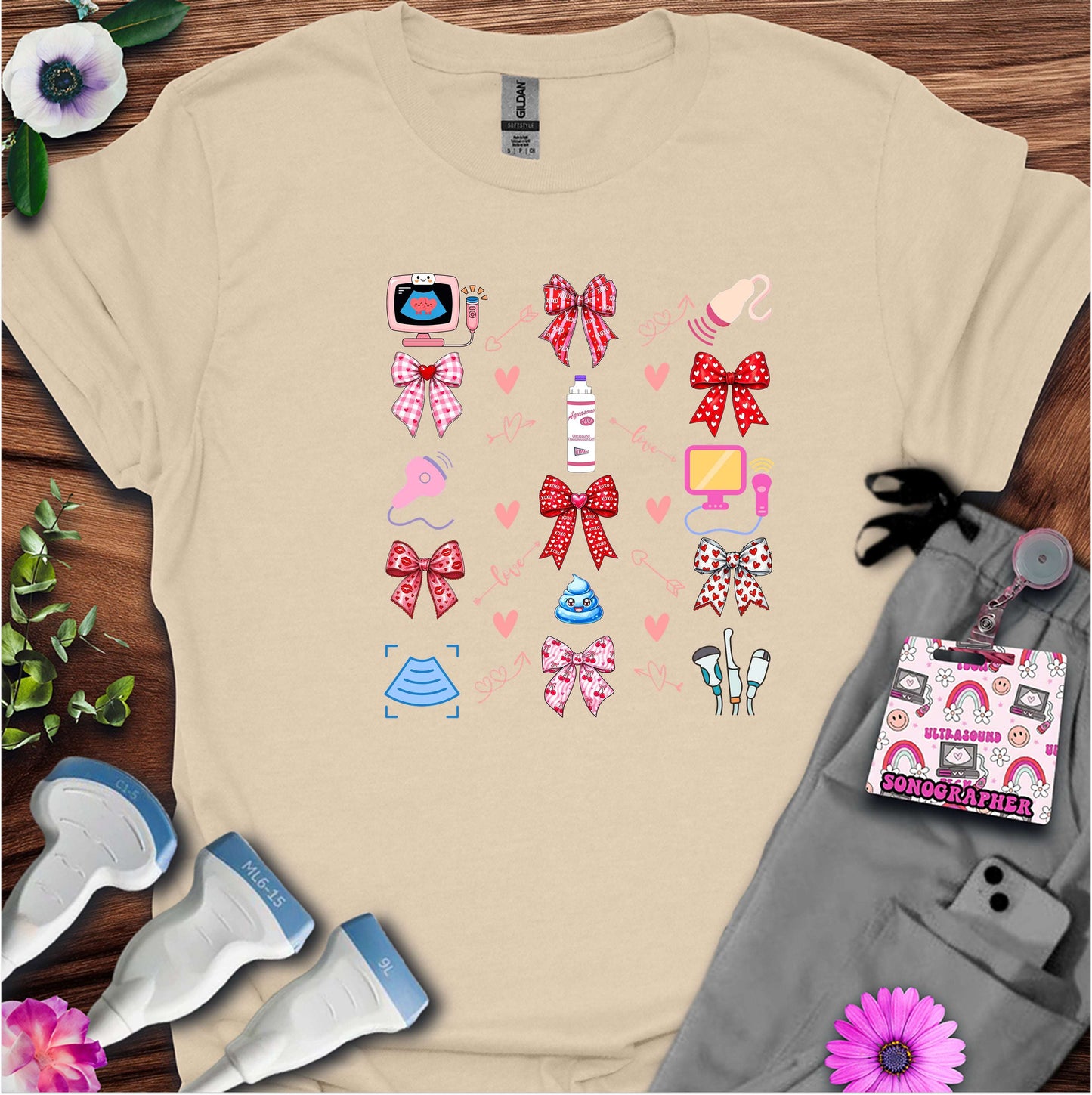 Valentine Pattern Sonography T-Shirt — Ultrasound Tech Valentine's Day Tee