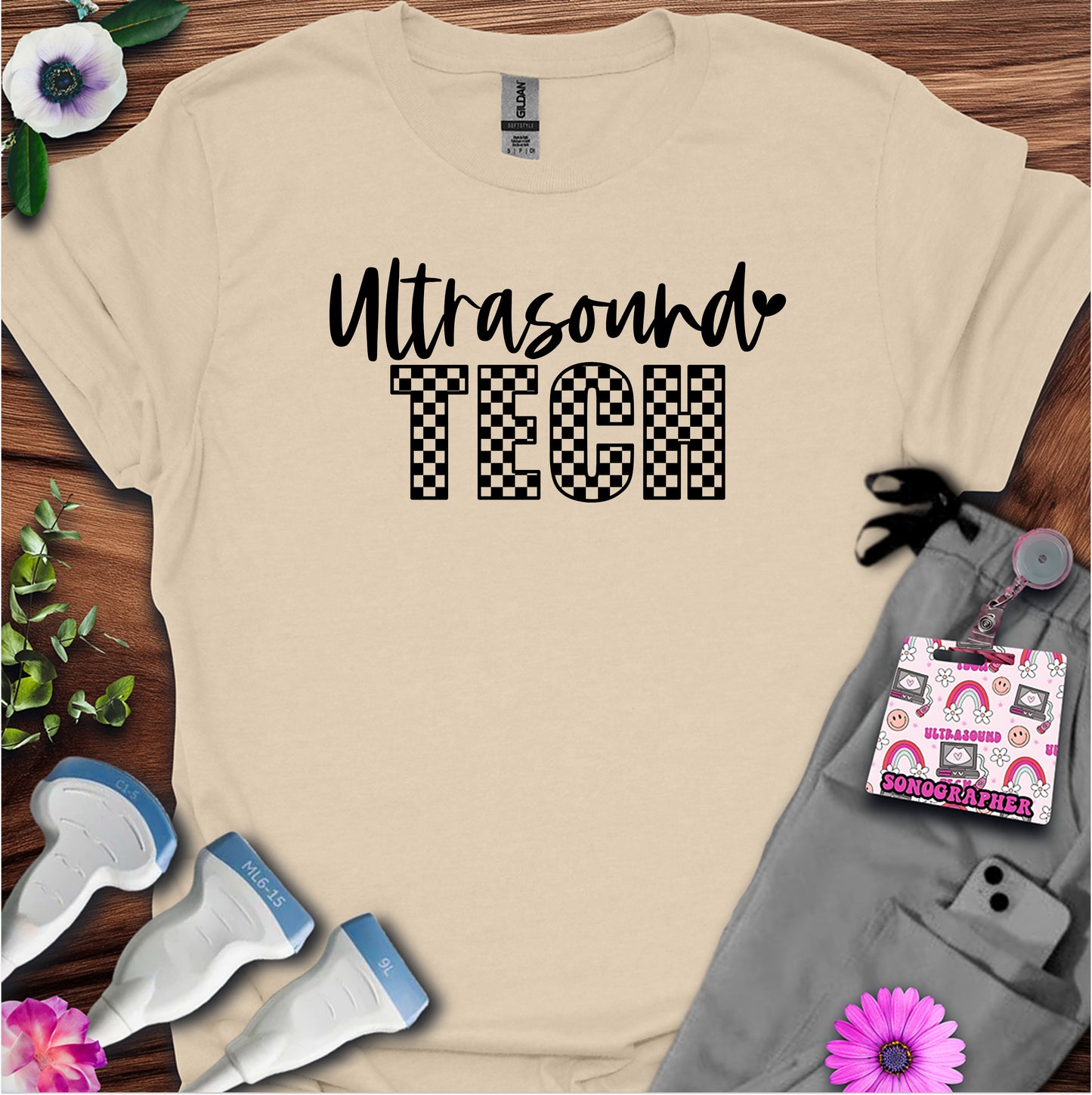 "Checkered Ultrasound Tech" T-shirt