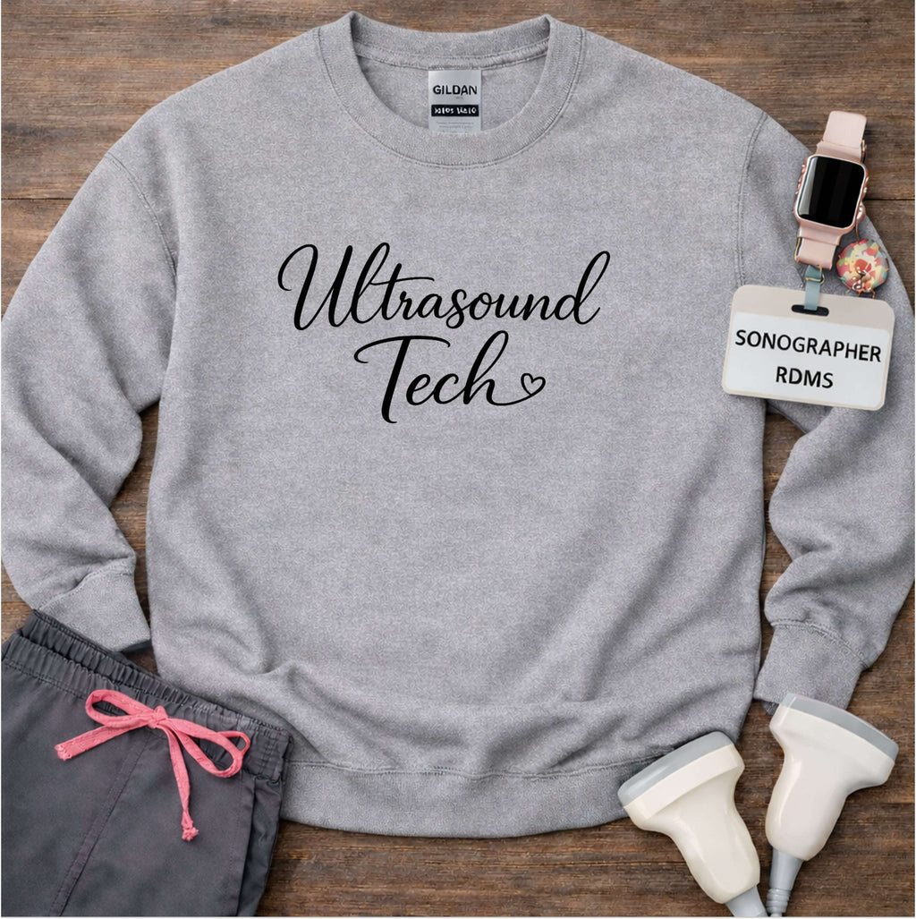 US Tech Elegant Script Heart Sweatshirt
