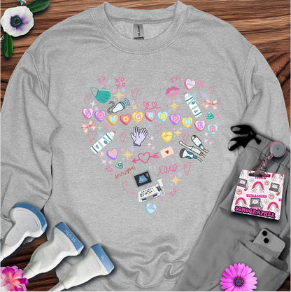 Valentine Heart Sonography Sweatshirt — Ultrasound Tech Valentine's Day Sweatshirt