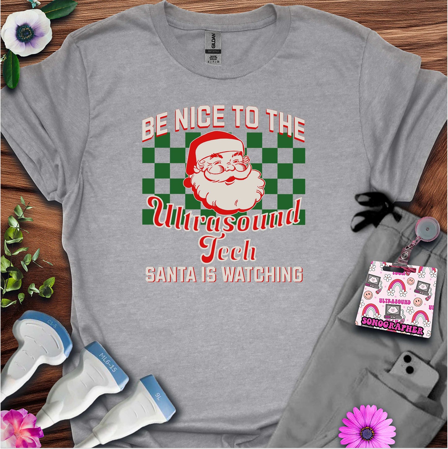"Santa is Watching Ultrasound Tech" T-shirt