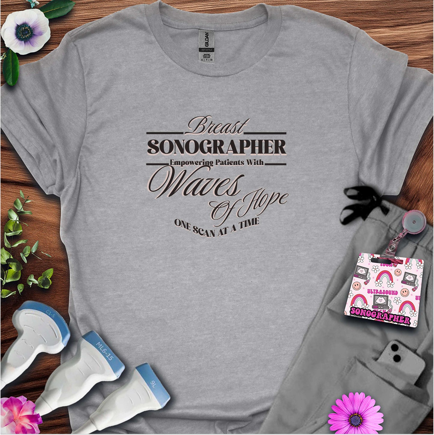 "Empowering Patients, Breast Sonographer" T-shirt