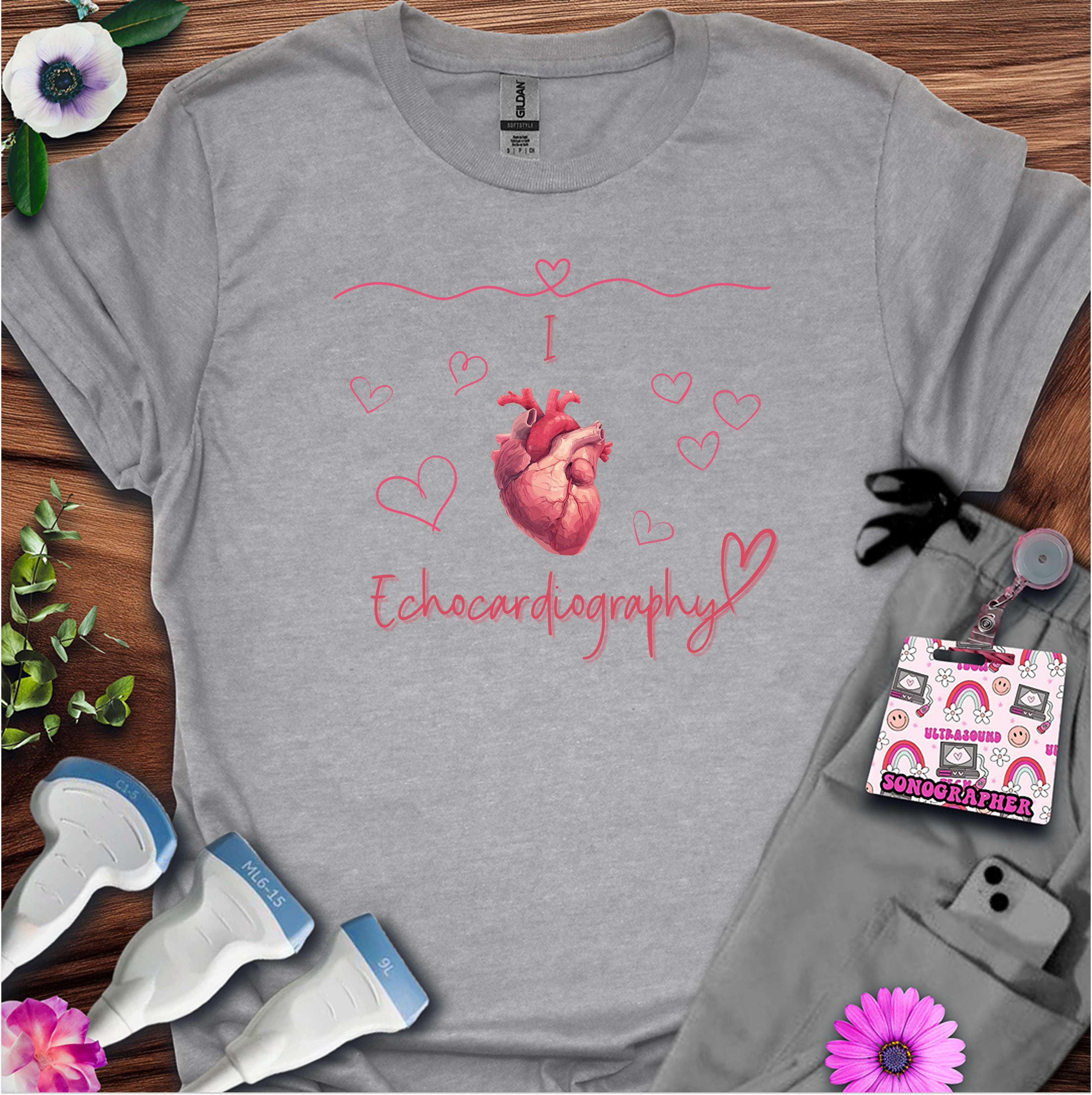 I Heart Echocardiography T-Shirt — Ultrasound Tech Valentine's Day Tee