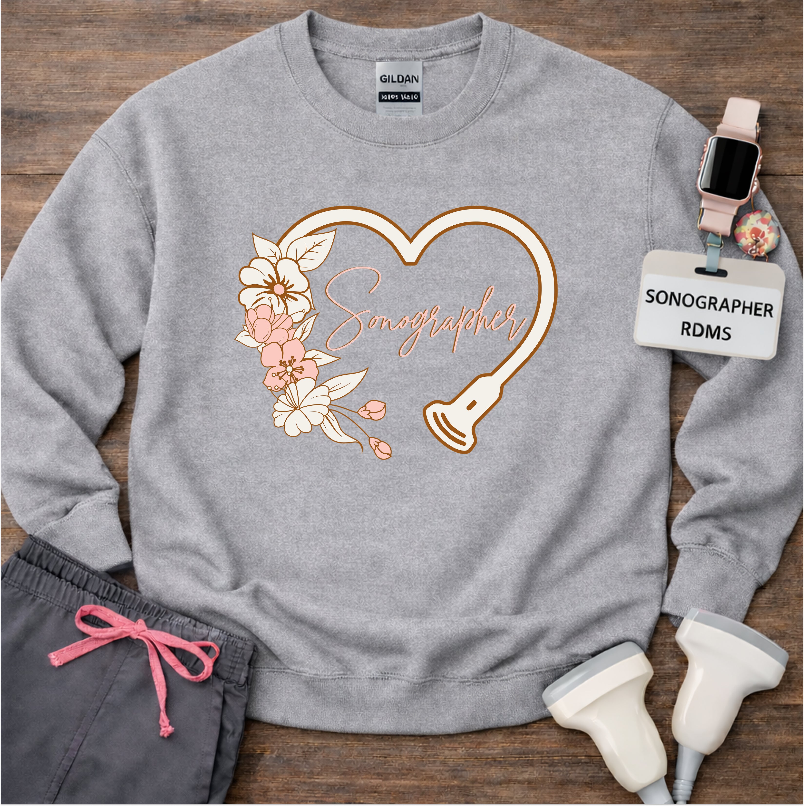 "Floral Sonographer Heart" Sweatshirt