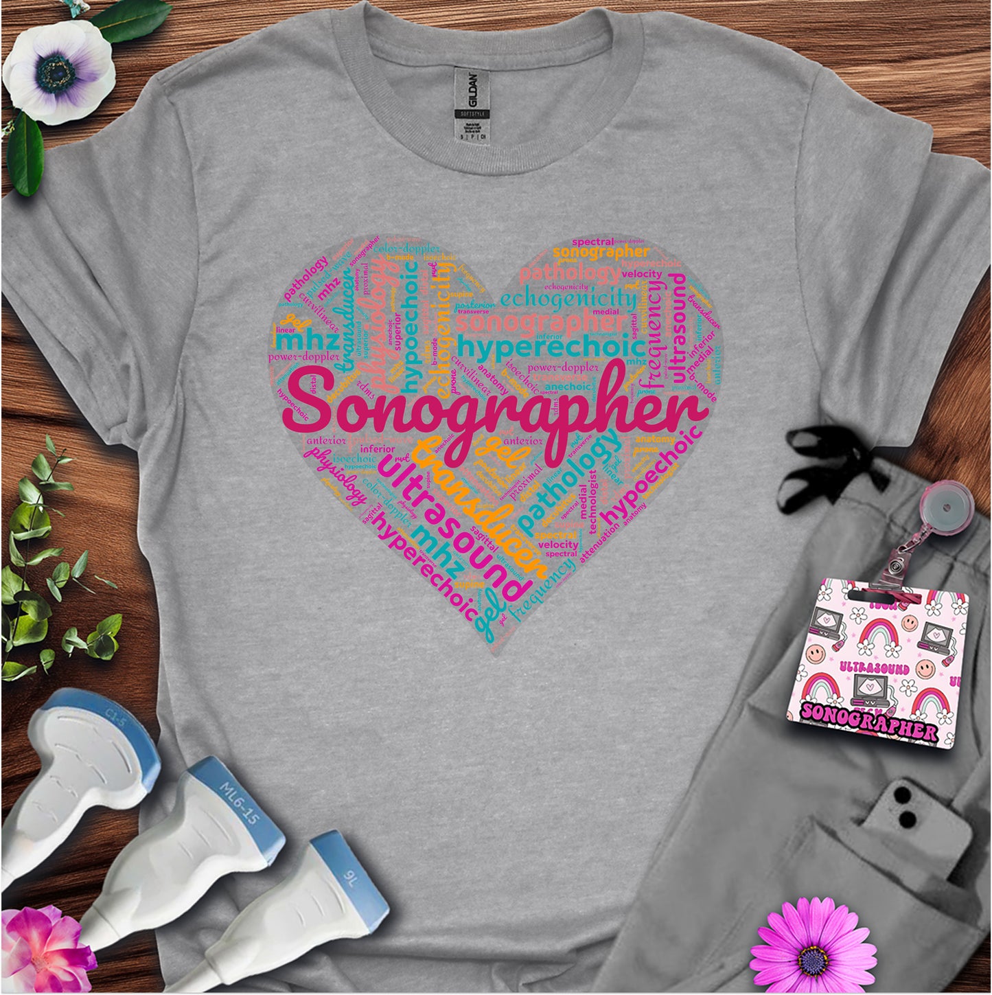 "Vibrant Sonographer Heart"  T-Shirt