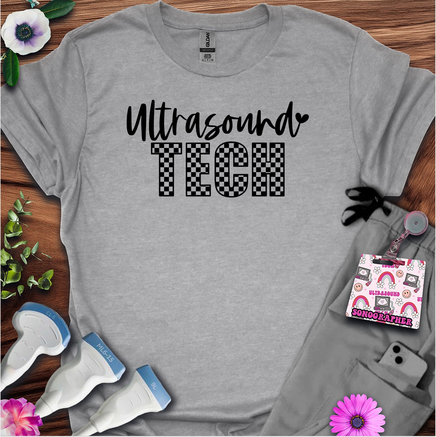 "Checkered Ultrasound Tech" T-shirt