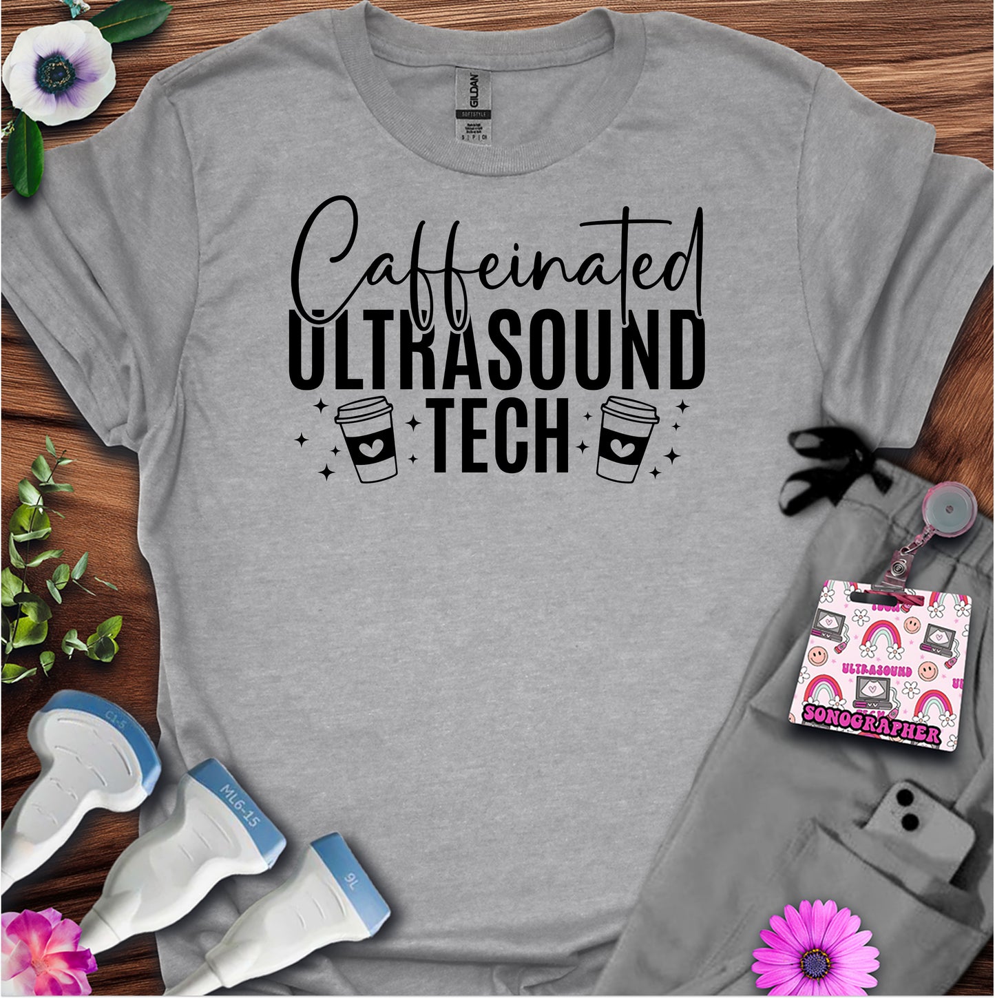 "Caffeinated Ultrasound Tech ☕" T-Shirt