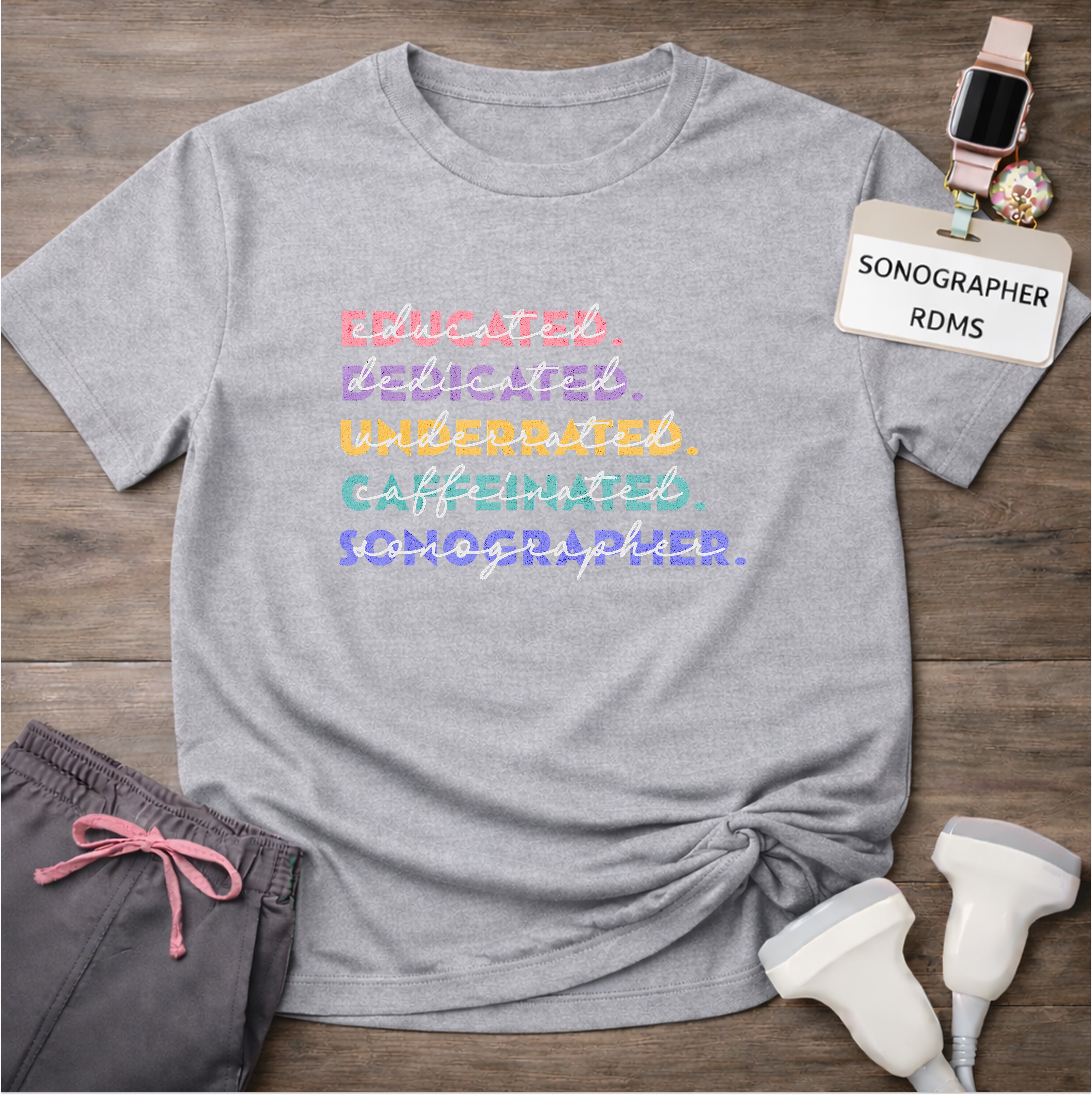 "Educated, Dedicated, Sonographer" T-Shirt