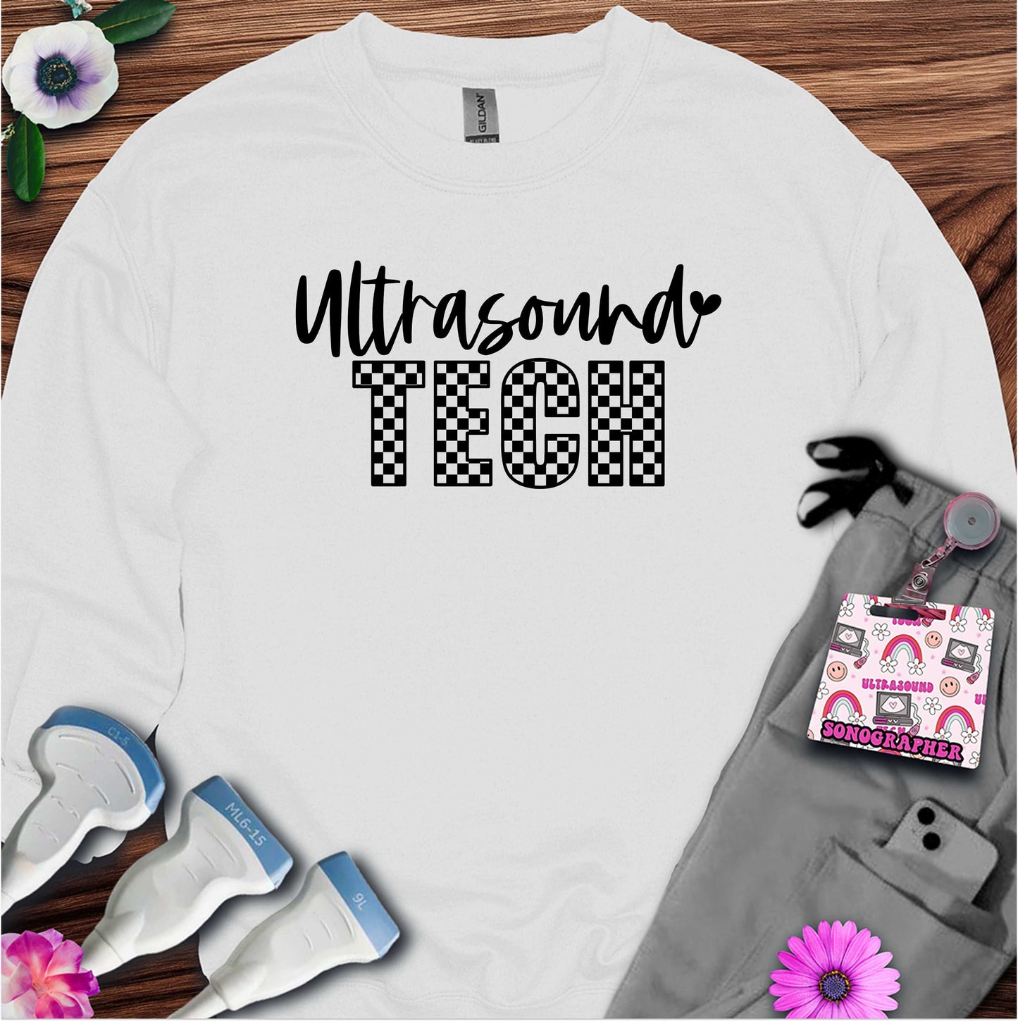"Checkered Ultrasound Tech" Sweatshirt