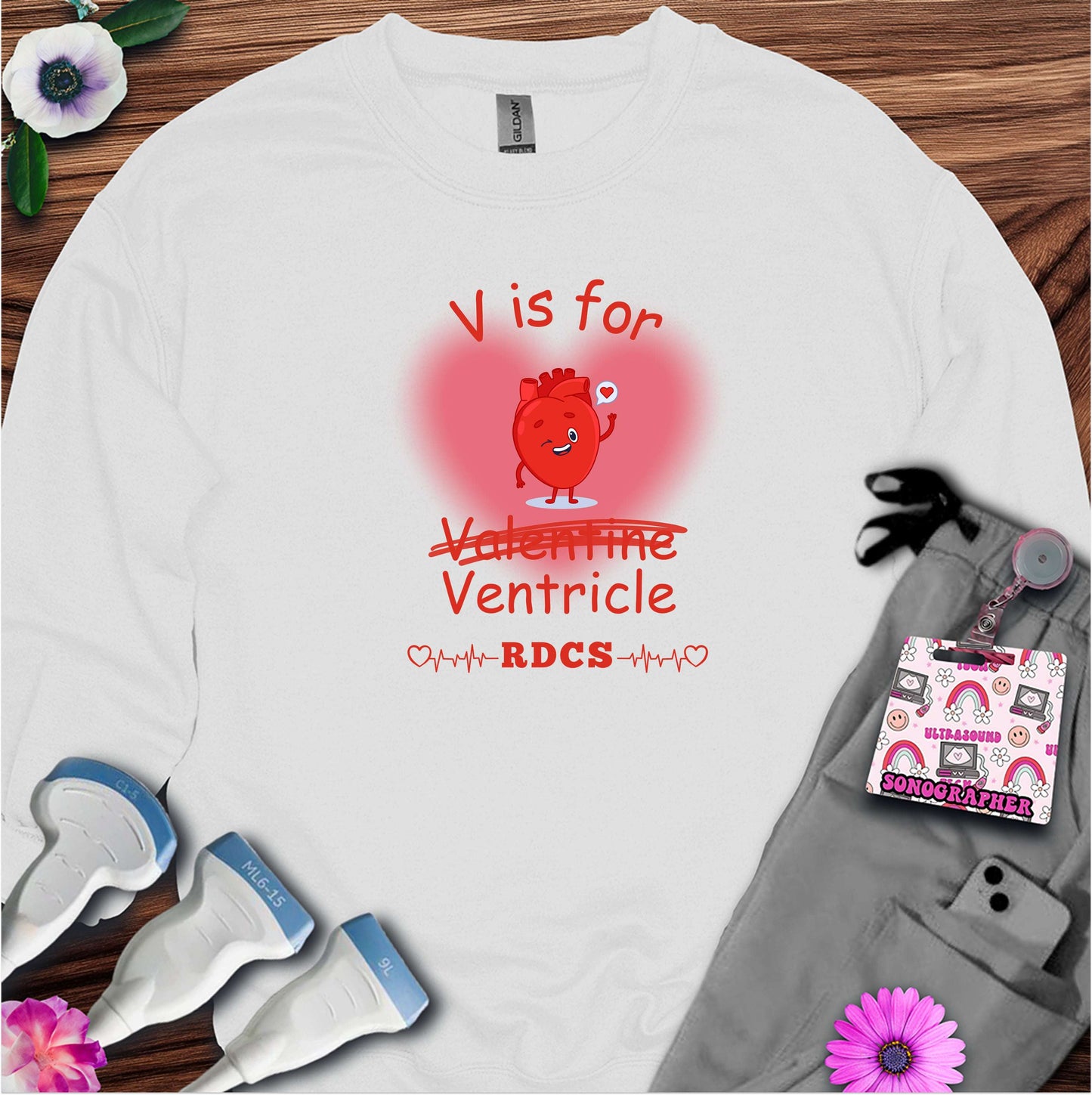 V is for Ventricle (Not Valentine) Sonography Sweatshirt — Ultrasound Tech Valentine's Day Sweatshirt