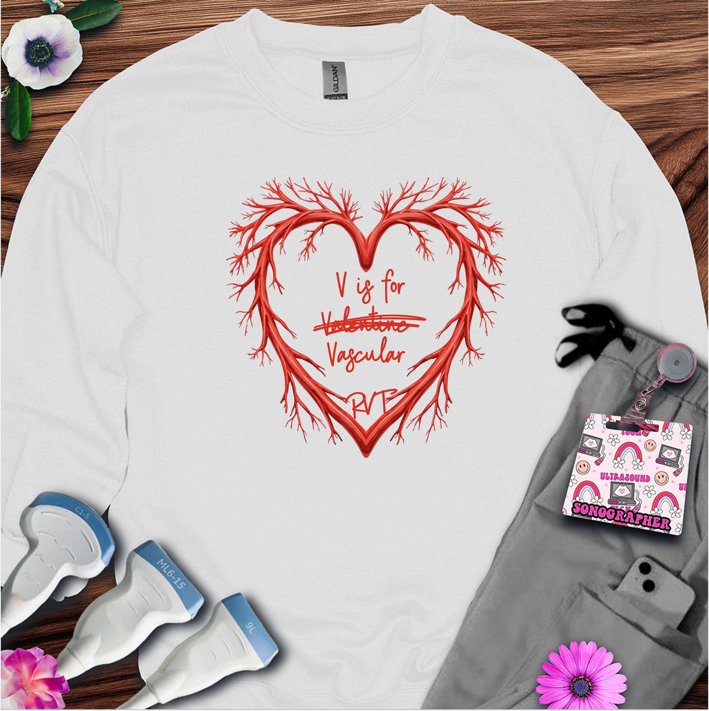 V is for Vascular (Not Valentine) Sonography Sweatshirt — Ultrasound Tech Valentine's Day Sweatshirt